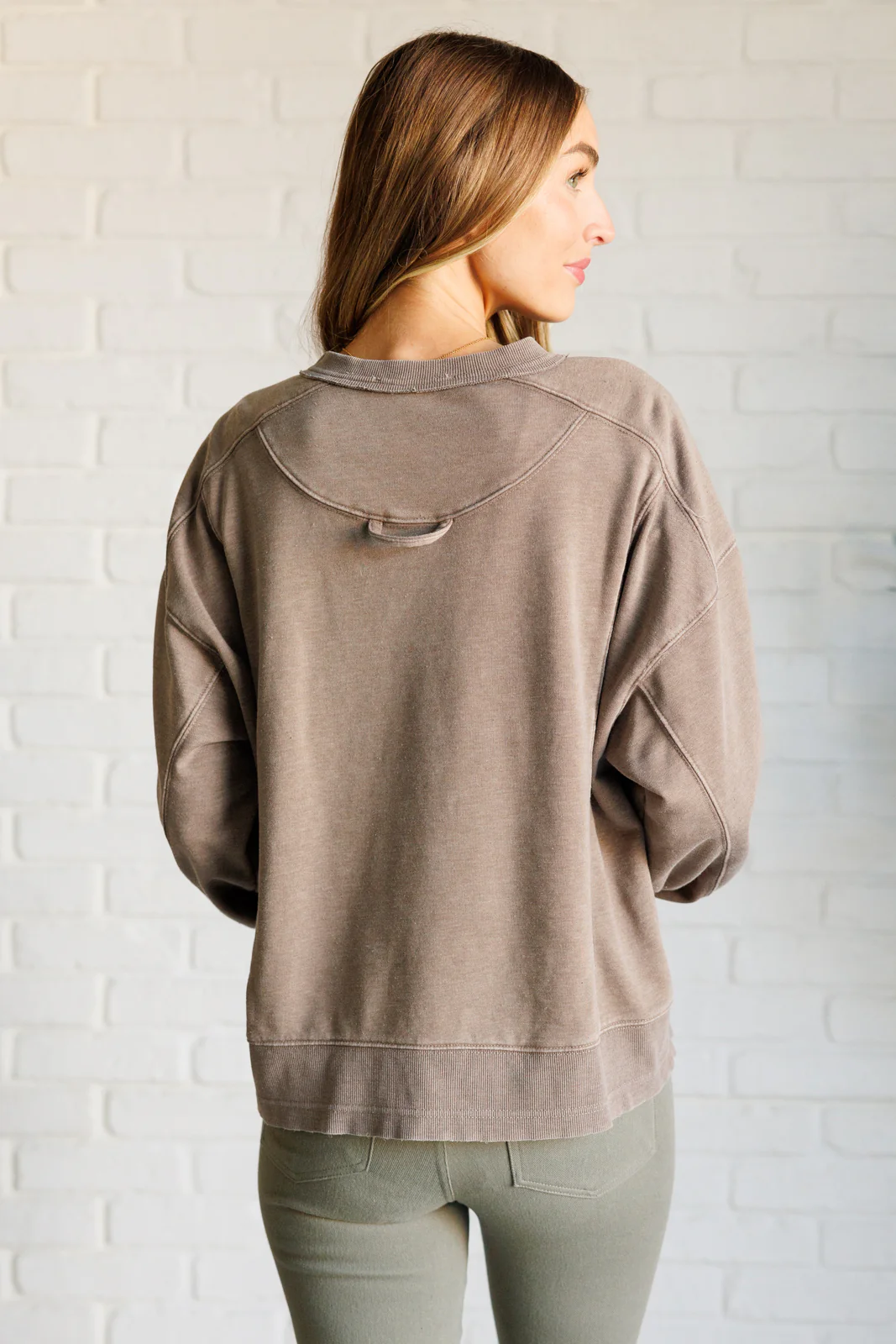 Quick Fix Mineral Wash Crew Neck Pullover in Mocha - 9/19/2024 - Image 8