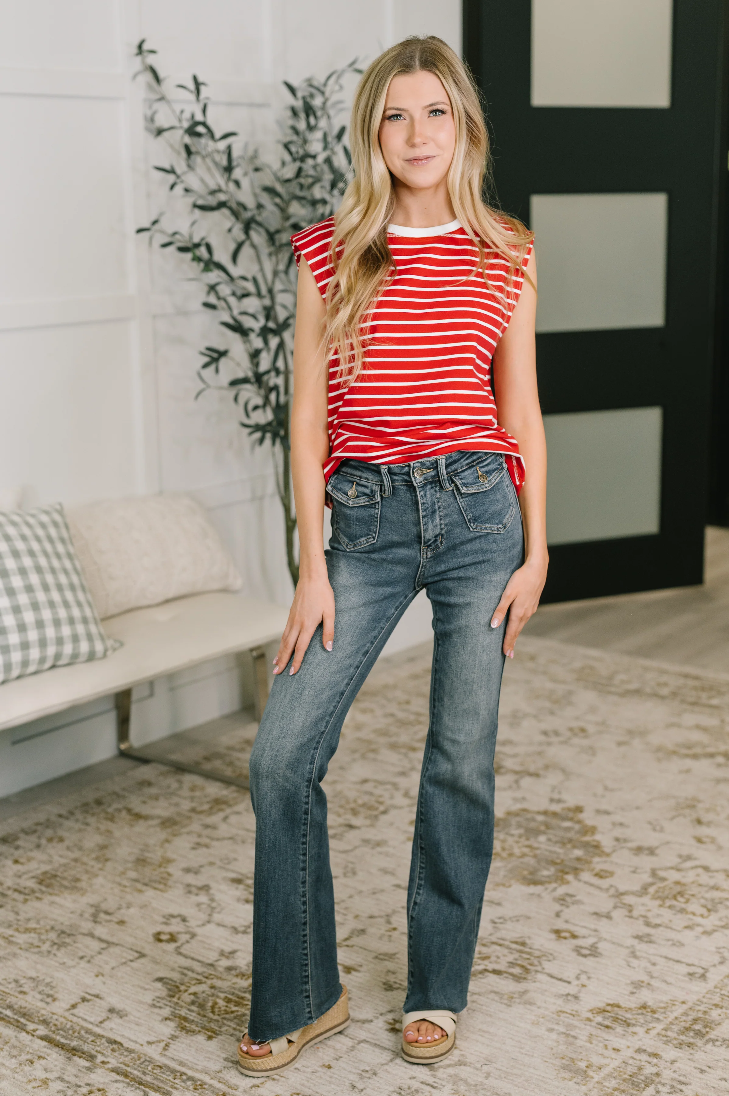 Quite Intimately Striped Muscle Tee in Red - 6/5/2026 NEW - Image 4