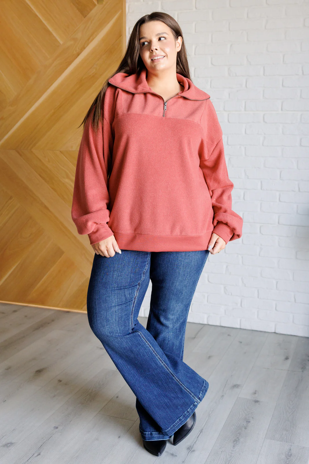 Quite the Impression Half Zip Pullover in Rust - 9/26/2024 - Image 4