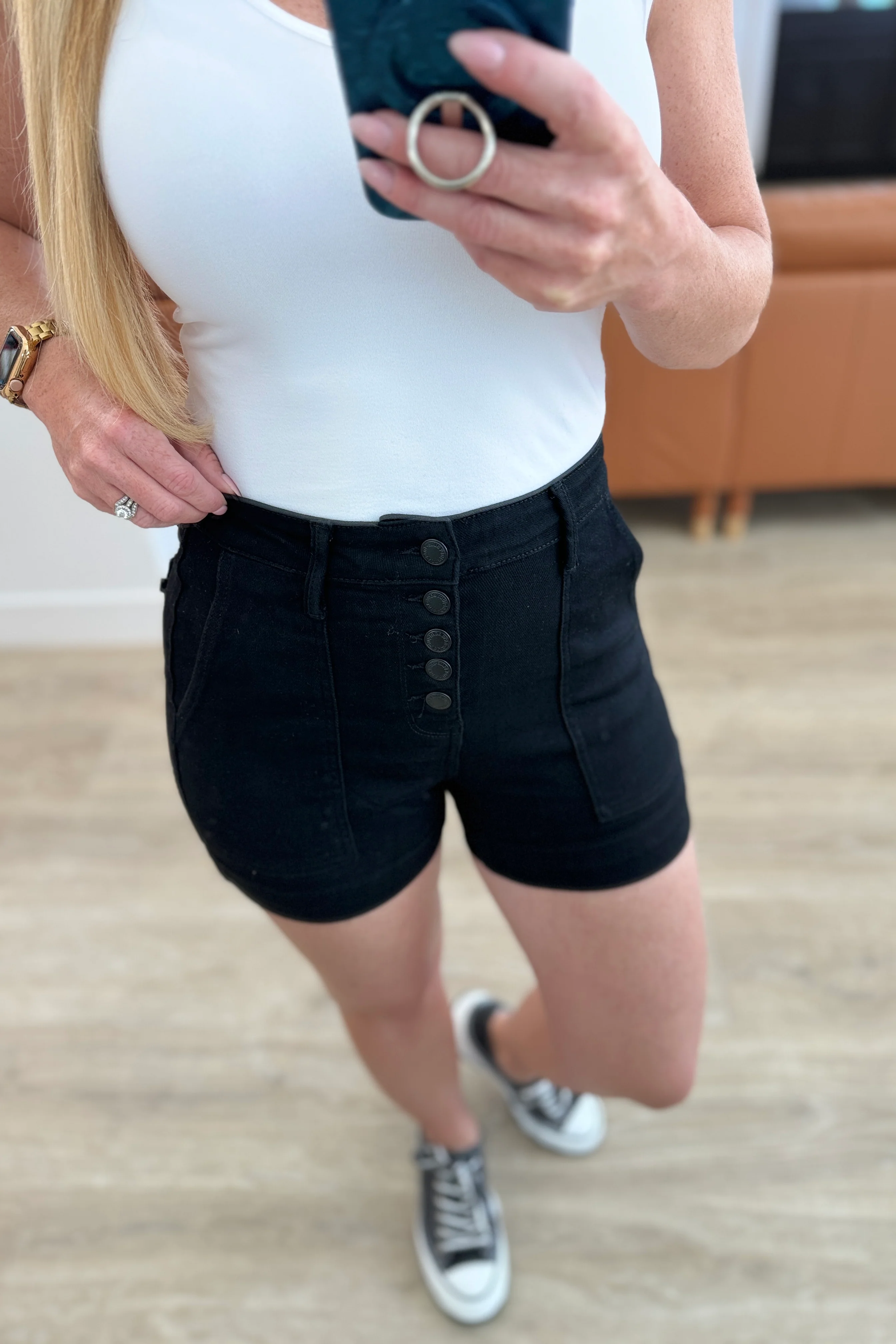 Reagan High Rise Button Fly Trouser Shorts - 5/1/2025 - Image 14