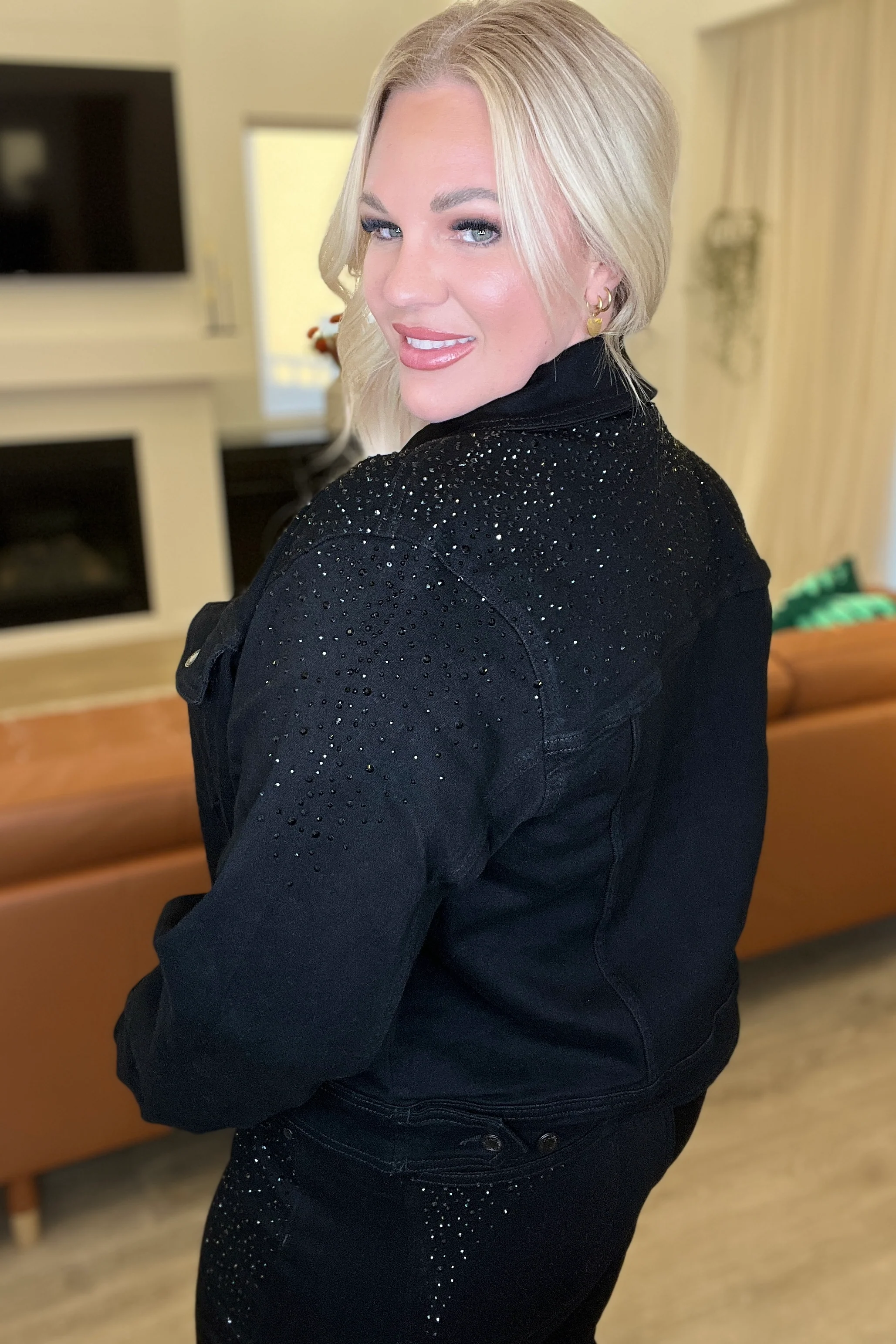 Reese Rhinestone Denim Jacket in Black - 12/13/2023 - Image 16