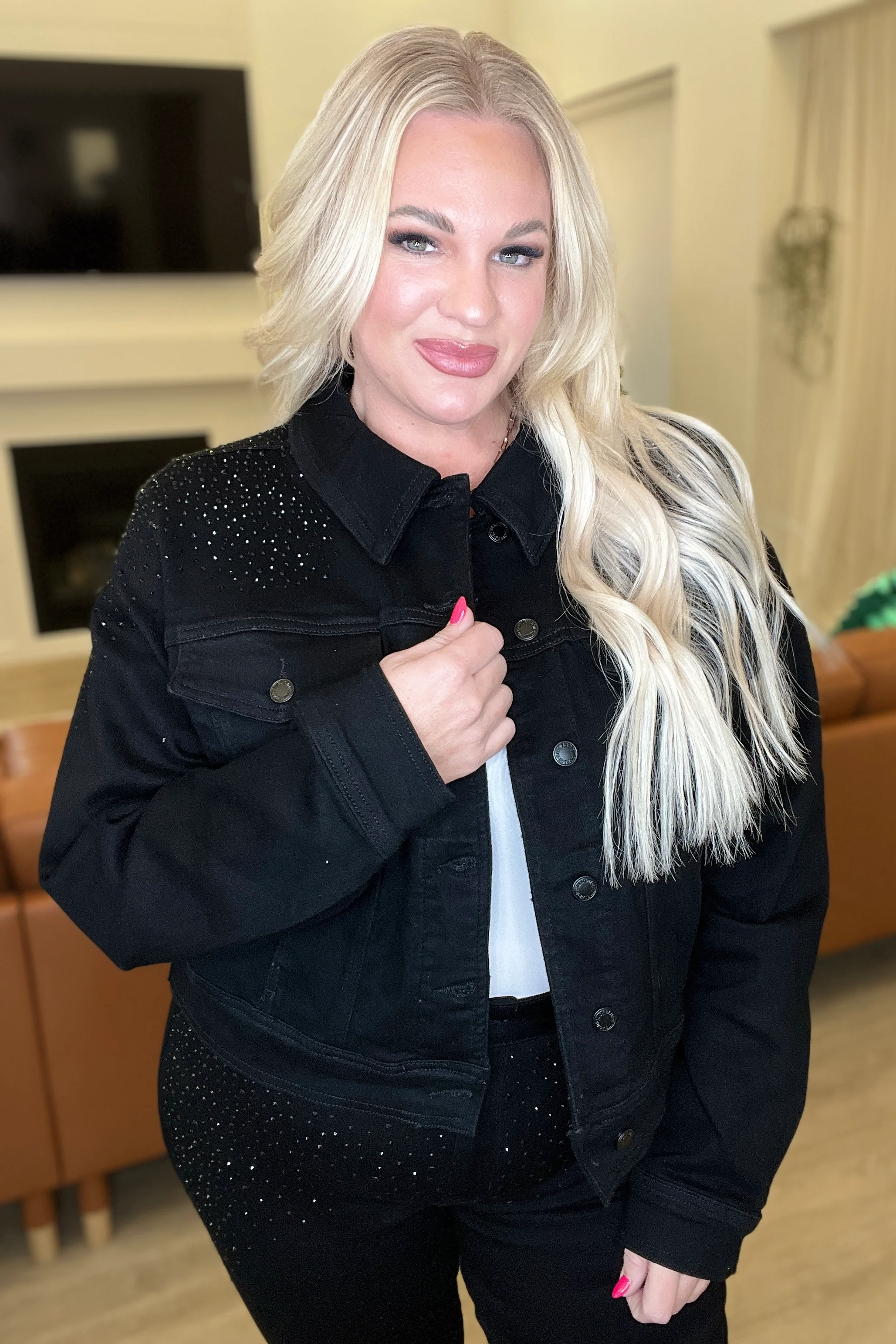 Reese Rhinestone Denim Jacket in Black - 12/13/2023 - Image 18