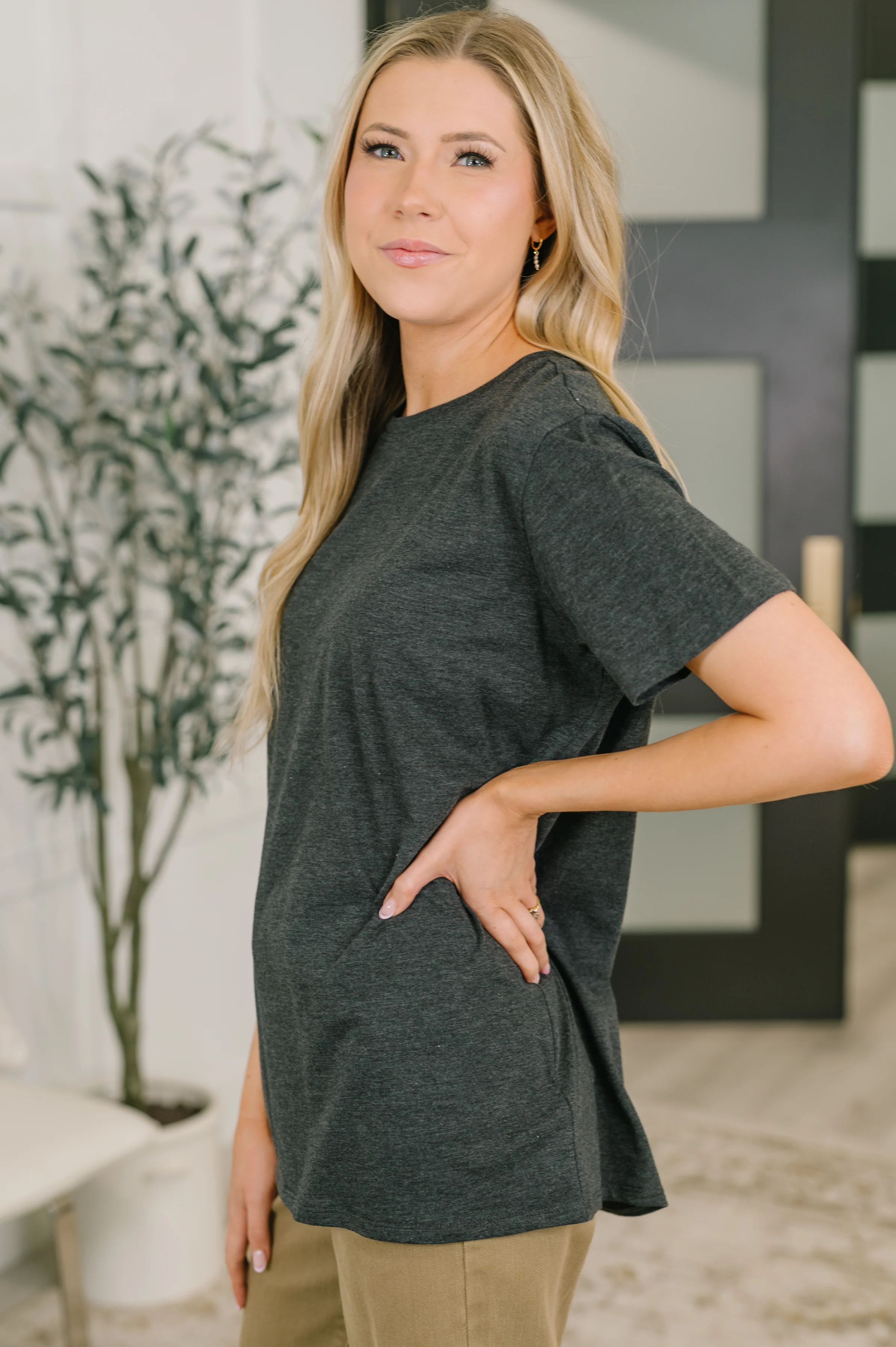 Rest Assured Basic Relaxed Tee in Charcoal - 6/17/2026 - Image 4