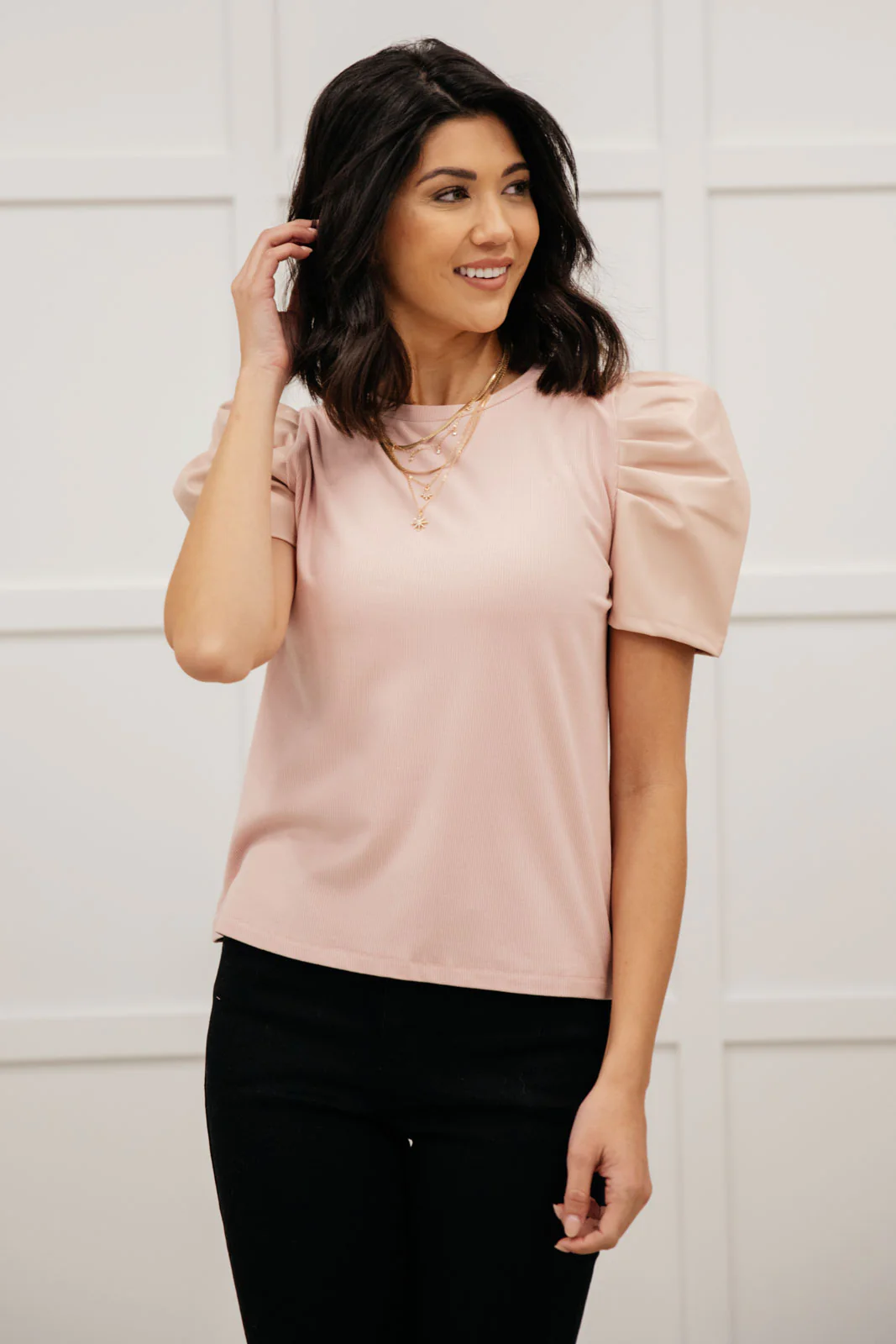 Rock On Puff Sleeve Top in Blush - 11/11/2021 - Image 7