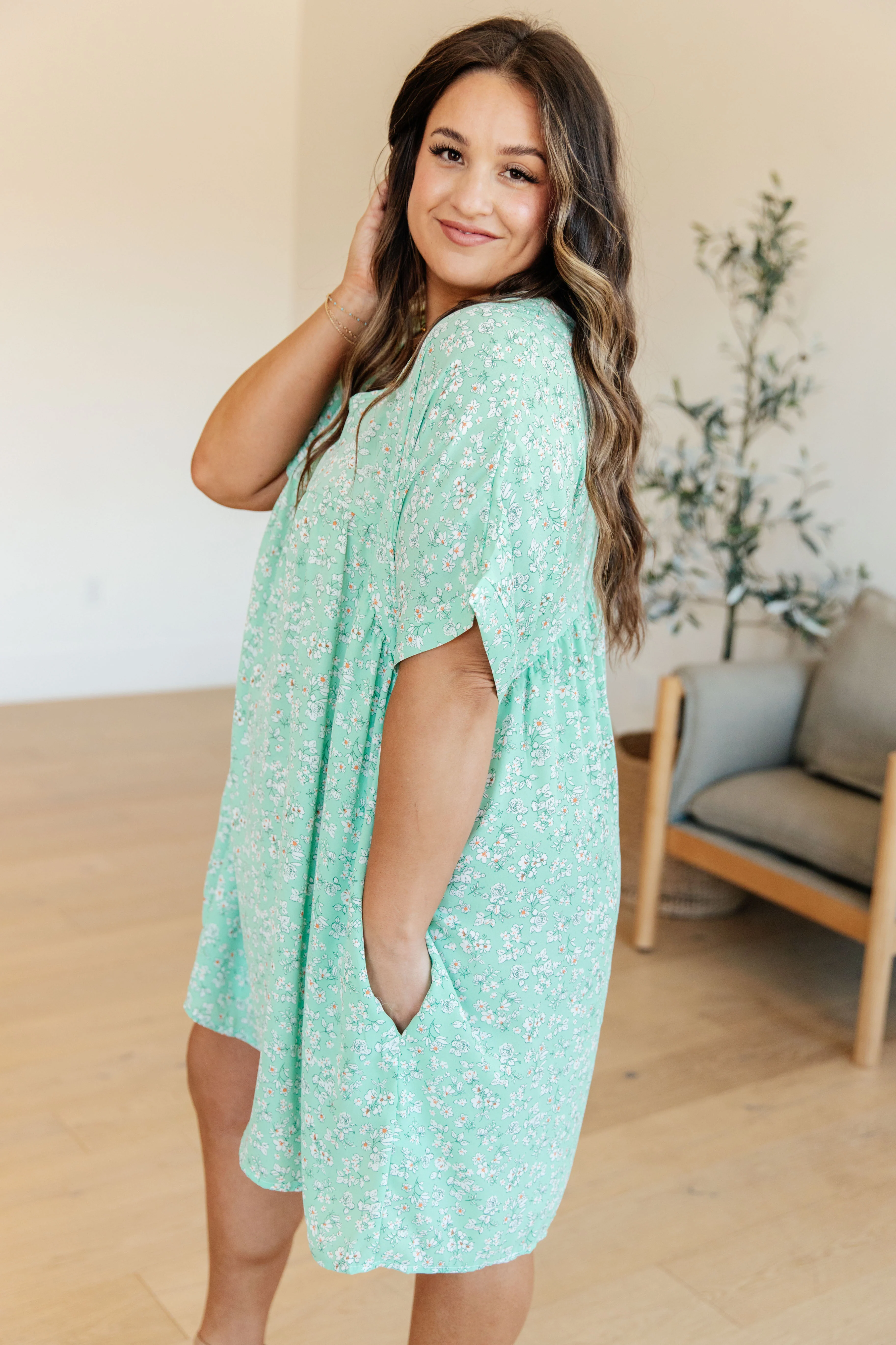 Rodeo Lights Dolman Sleeve Dress in Mint Floral - 3/12/2024 - Image 5