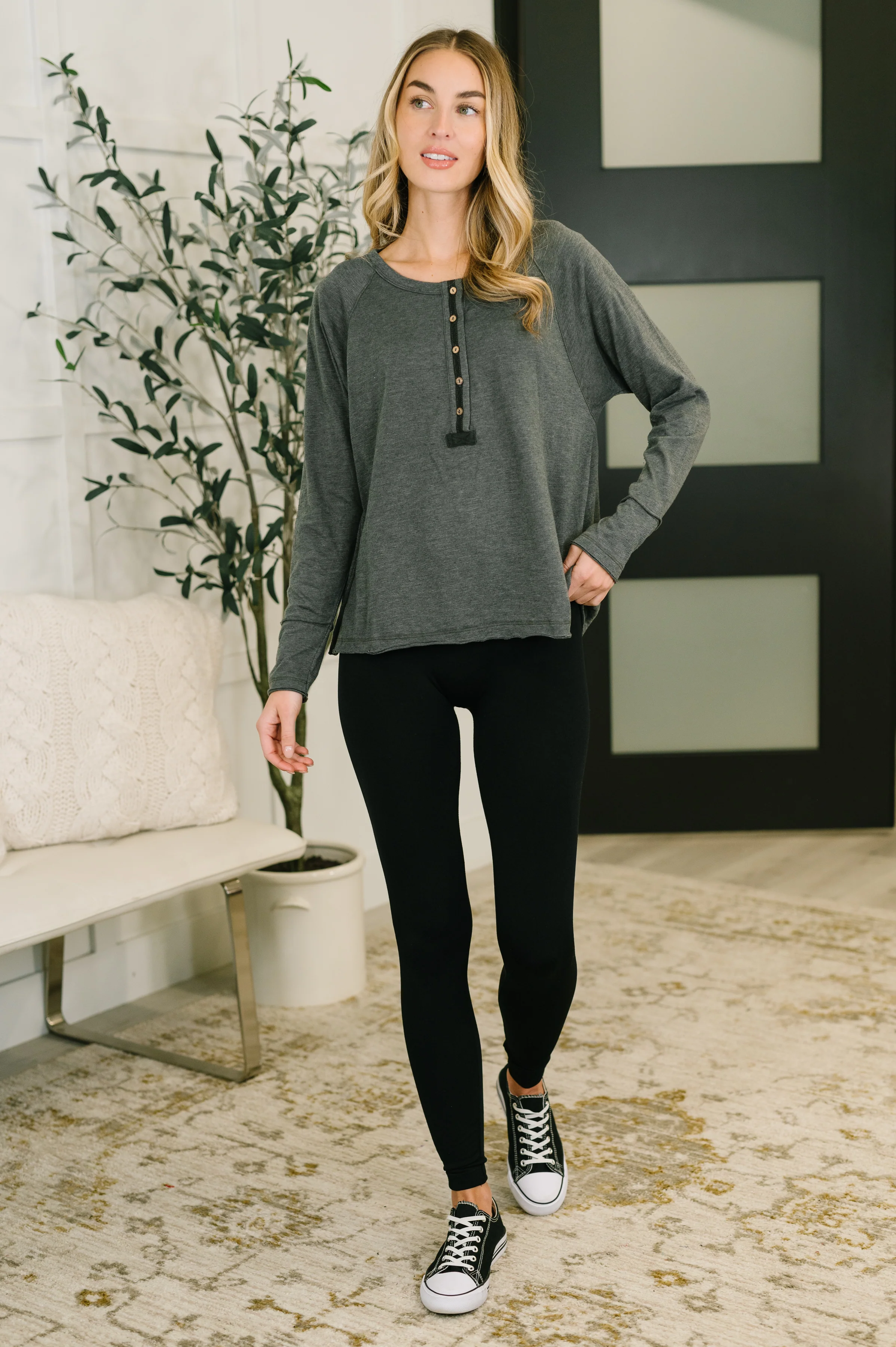 Rooftop View Raglan Sleeve Henley Top - 1/23/2026 - Image 3