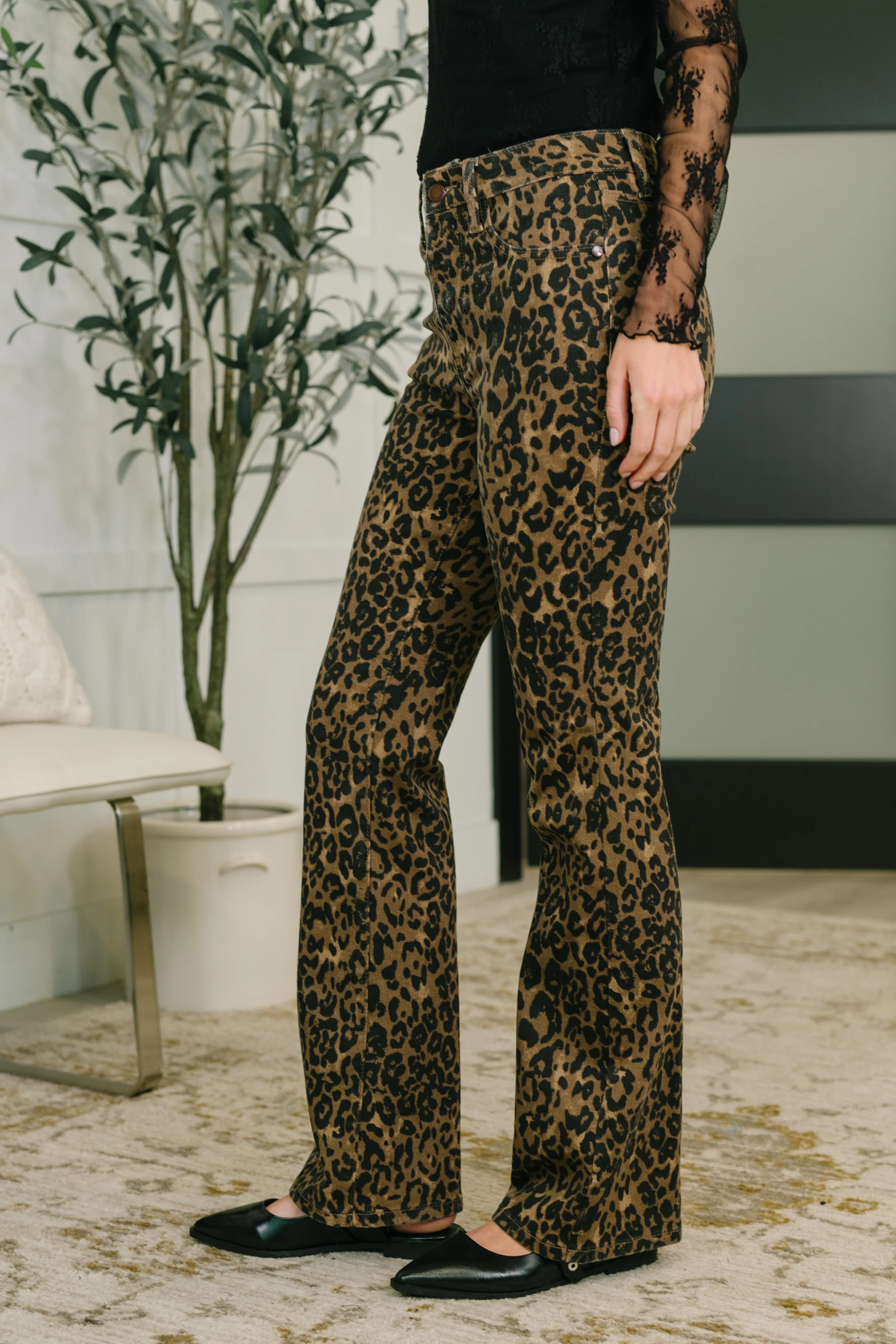 Roxy High Waist Bootcut Leopard Print - 4/8/2026 NEW - Image 4