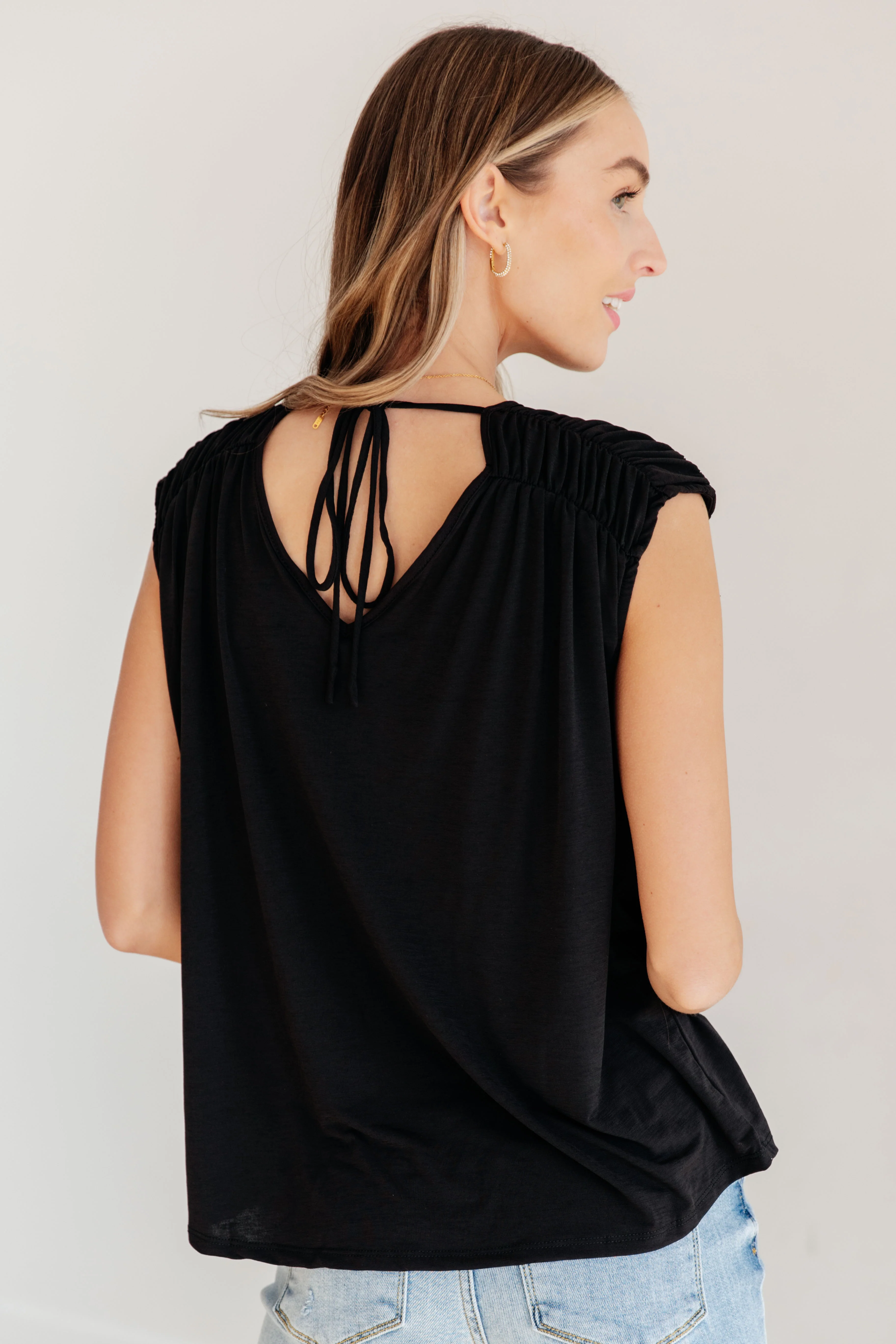 Ruched Cap Sleeve Top in Black - 3/22/2024 - Image 9