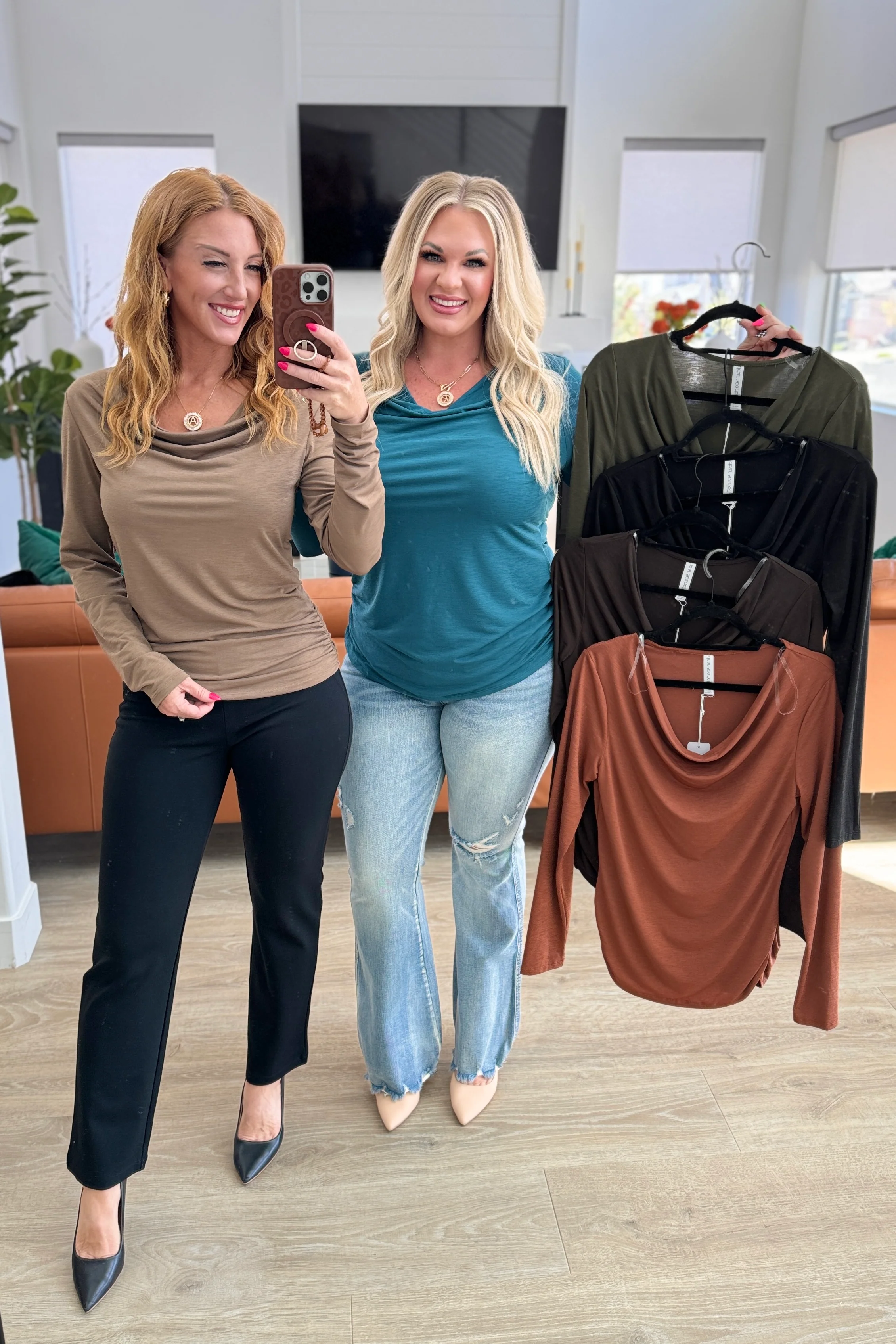 Ruched Cowl Neck Top in Rust - 9/11/2024 - Image 3