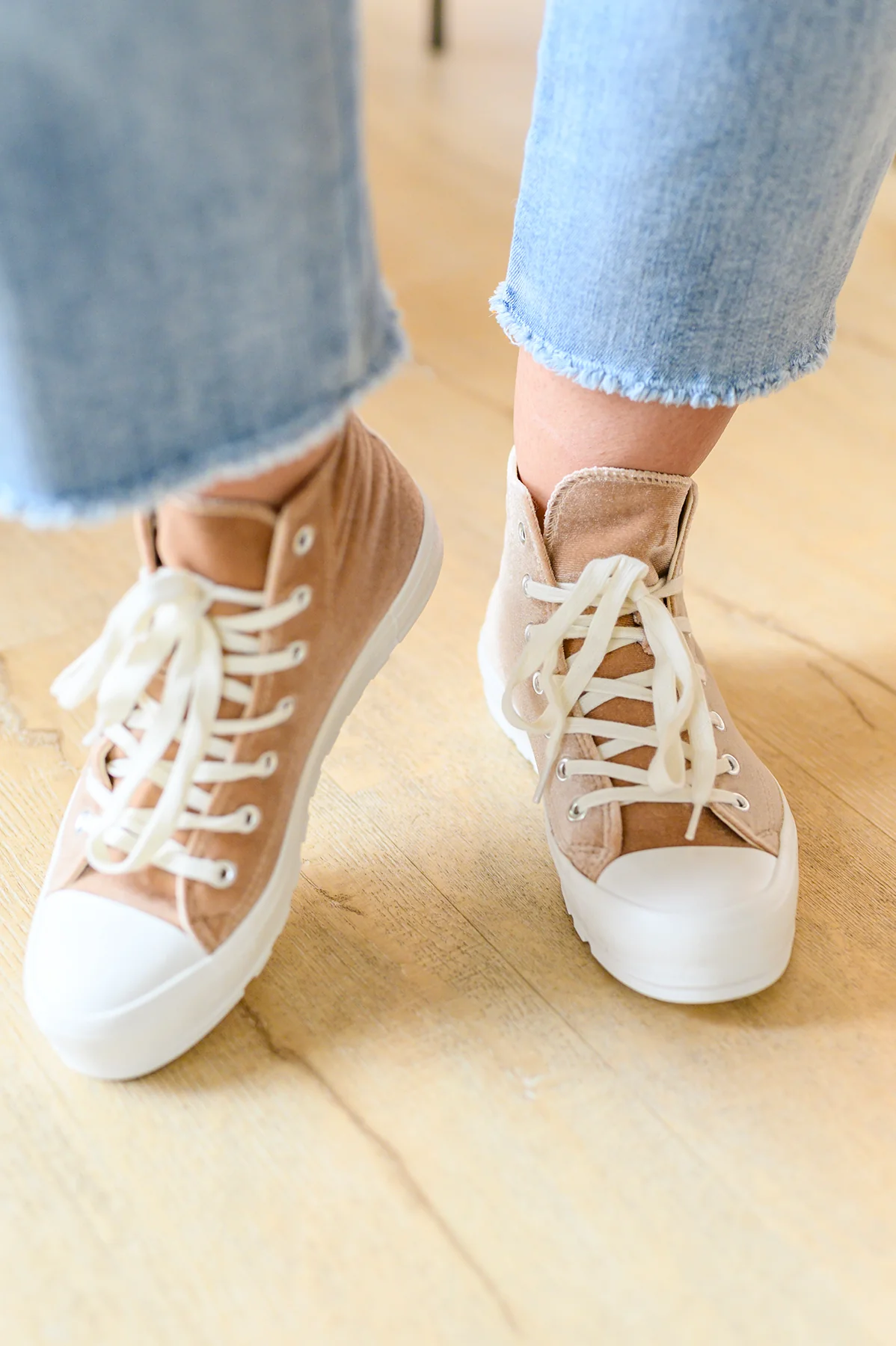 Run Me Down Velvet High Tops in Tan - 5/2/2023 - Image 2