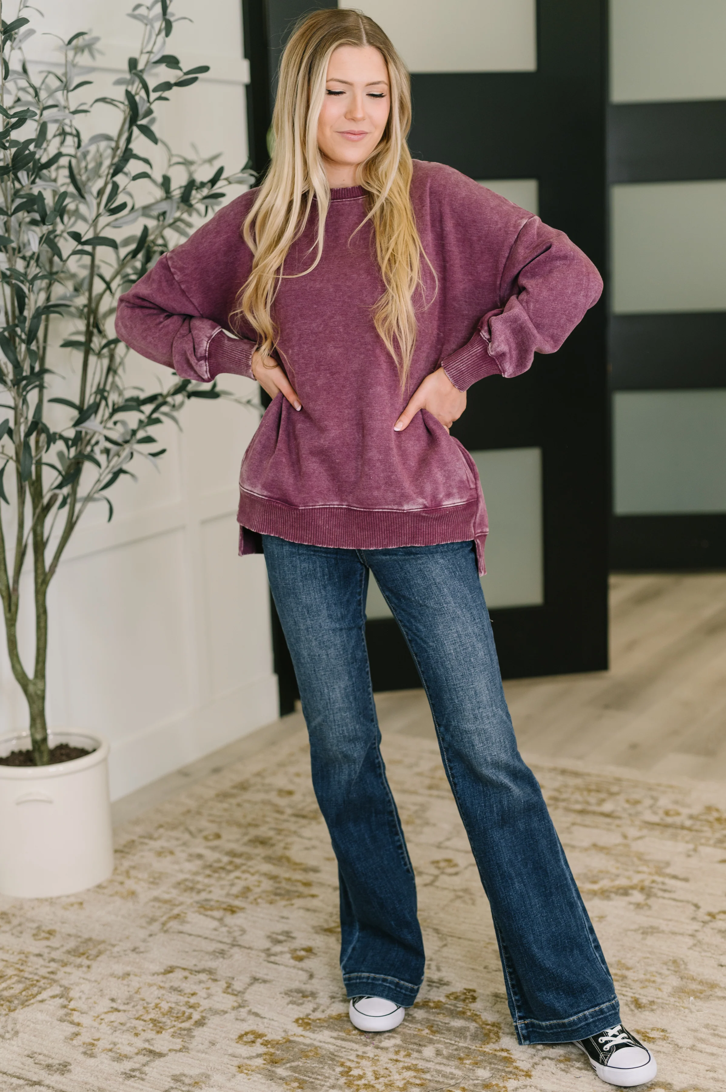 Safe and Secure Mineral Wash Pullover in Eggplant - 9/3/2025 - Image 3