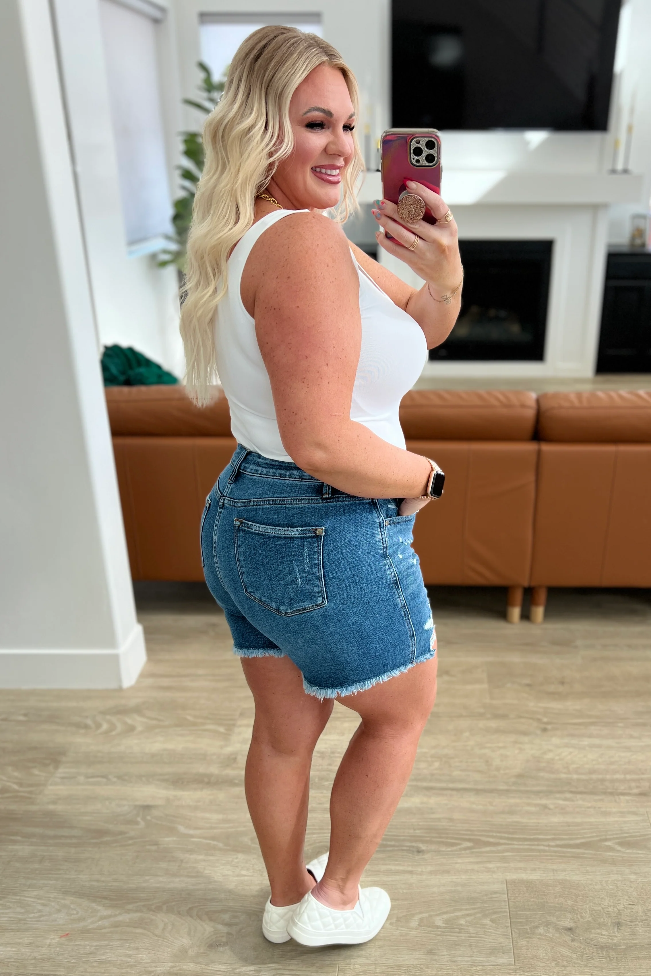 Samantha High Rise Rigid Magic Distressed Cutoff Shorts - 2/14/2024 - Image 15