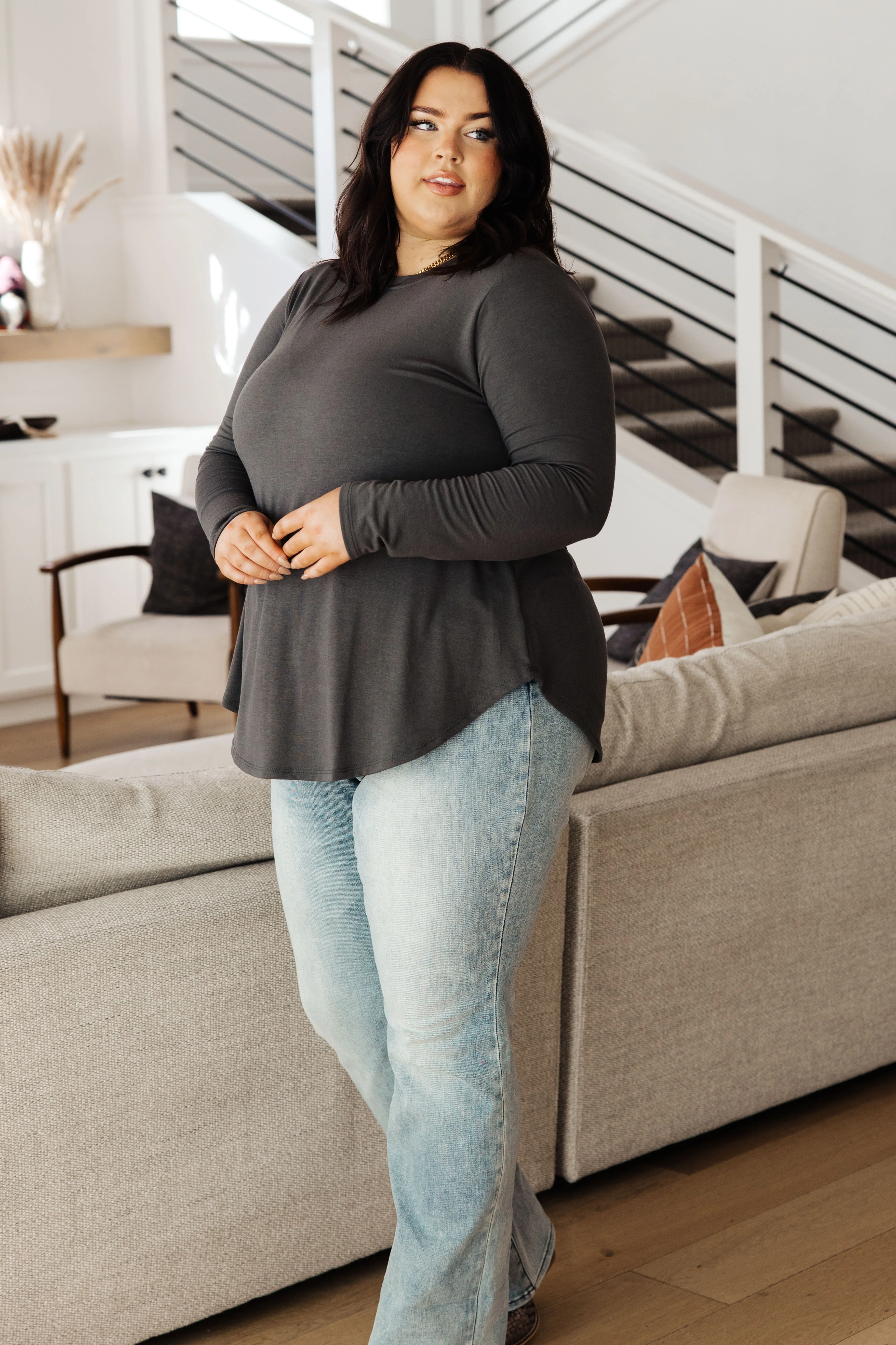 Scoop Me Up Long Sleeve Top in Ash Grey - 10/10/2023 - Image 5