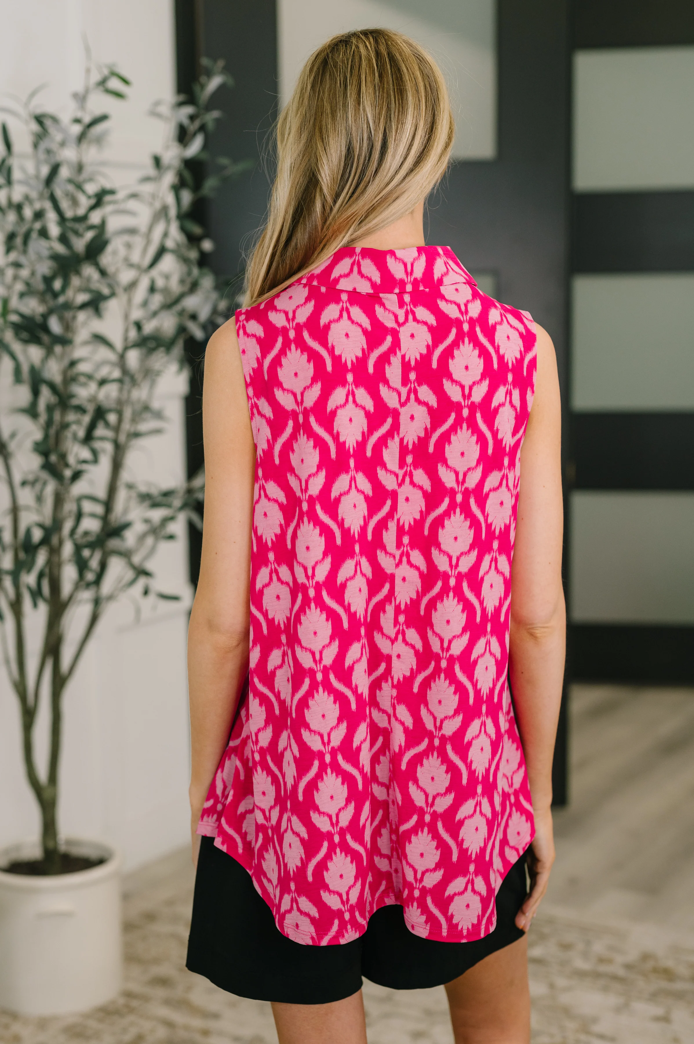 Sea Spray Collared Sleeveless Top in Floral Ikat - 4/3/2026 NEW - Image 5