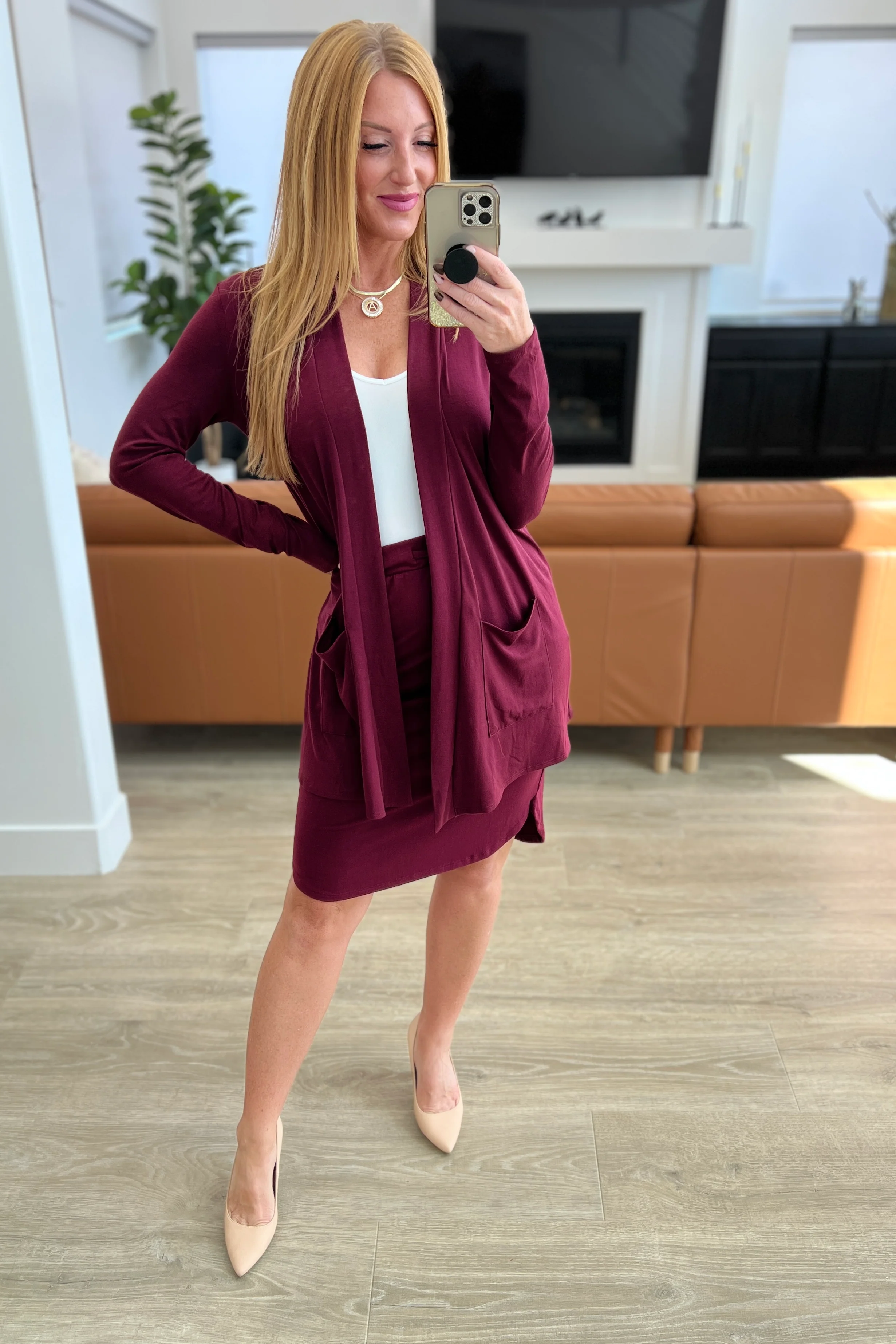 Self-Tie Tulip Hem Skirt in Dark Burgundy - 9/27/2023 - Image 6