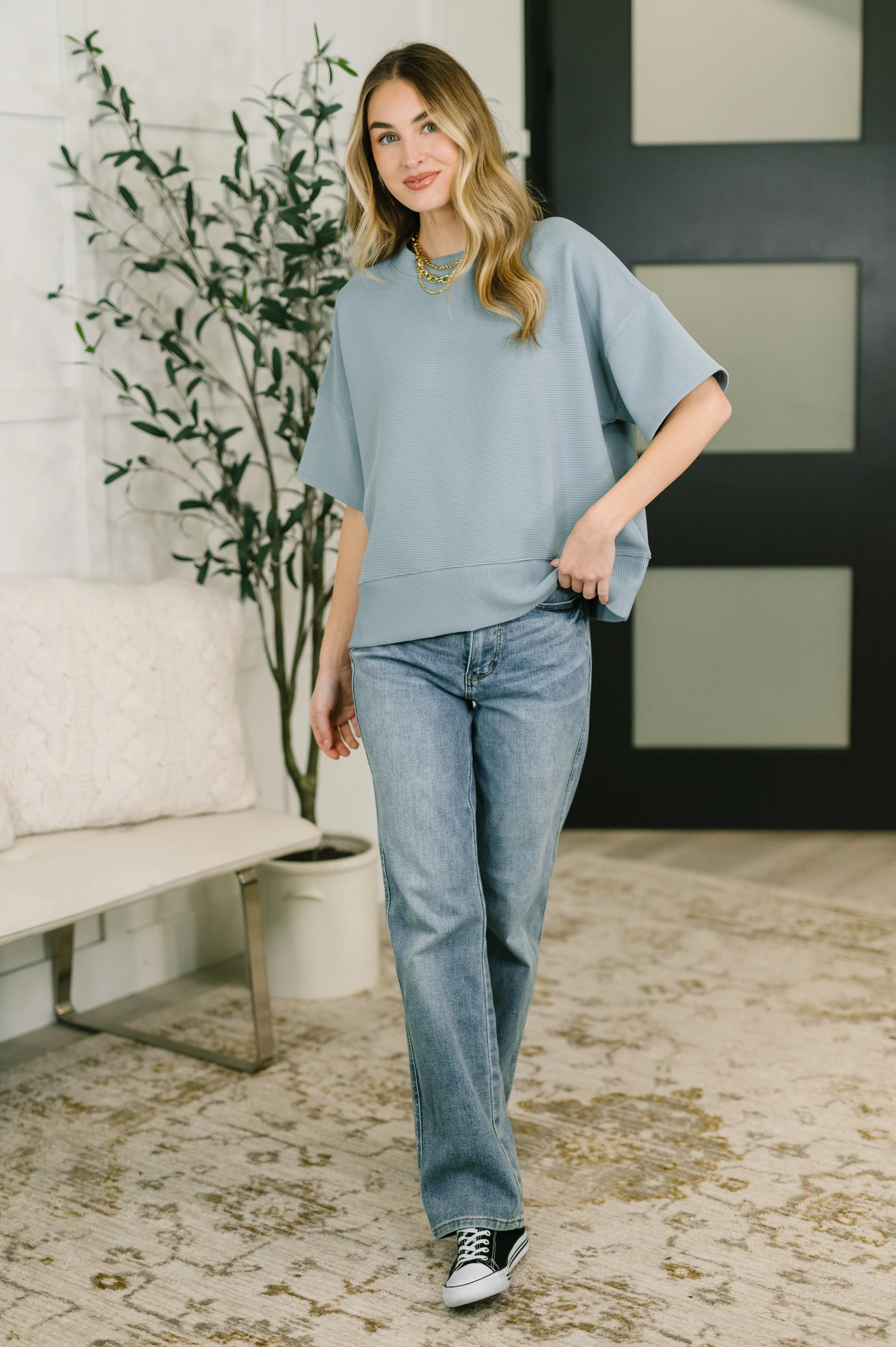 Sense of Clarity Boxy Top in Blue Grey - 7/13/2026 - Image 3