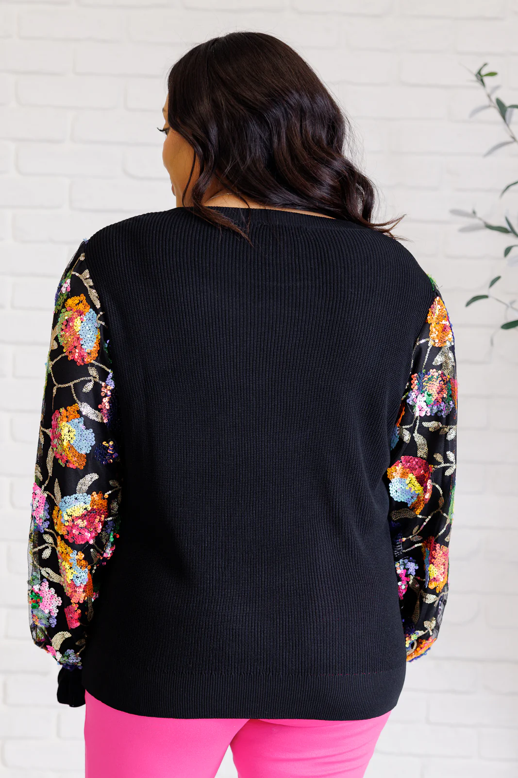 She is the Party Floral Sequins Mesh Sleeve Top - 9/11/2025 - Image 9