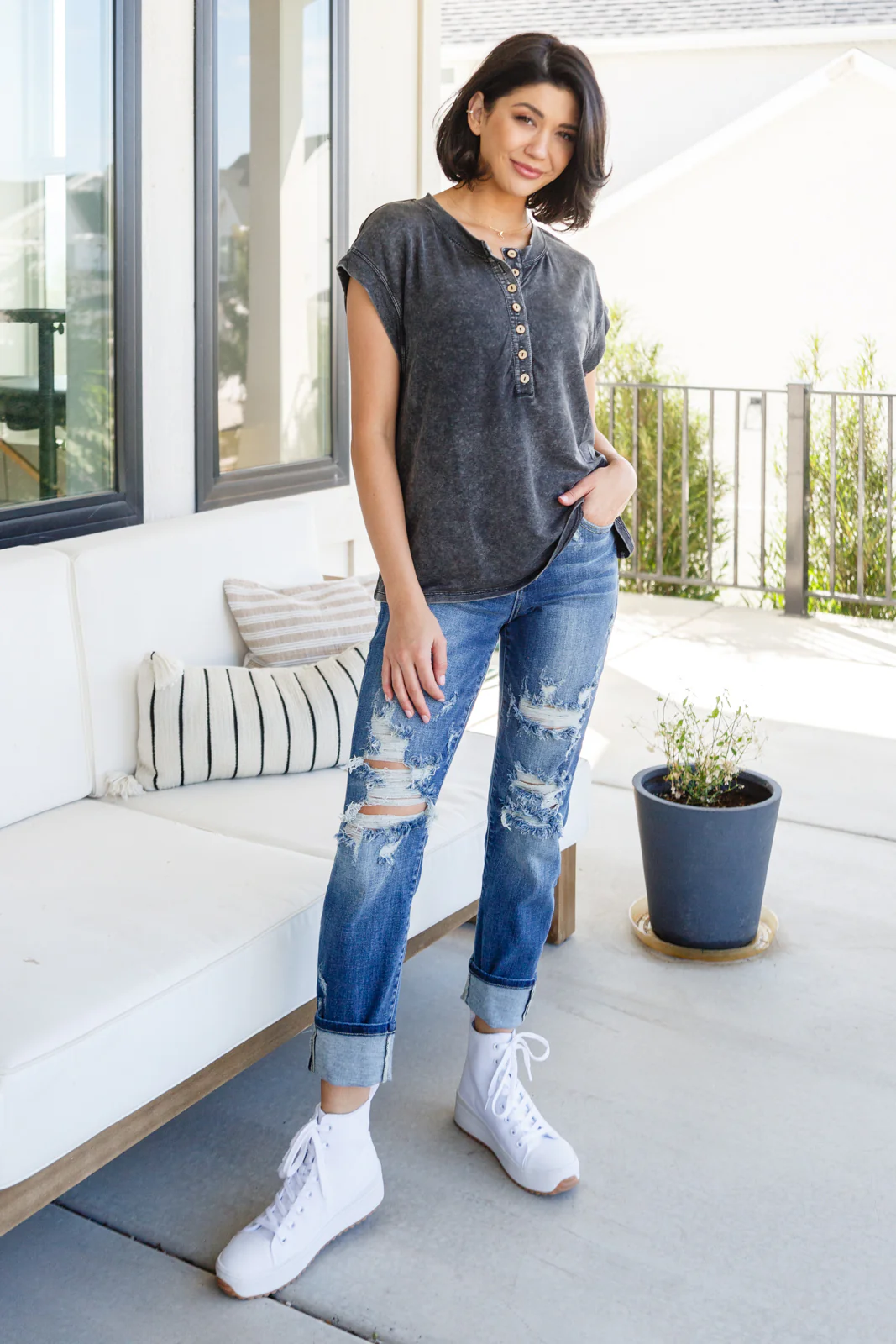 She's Alright Mineral Wash Sleeveless Henley - 10/3/2023 - Image 3