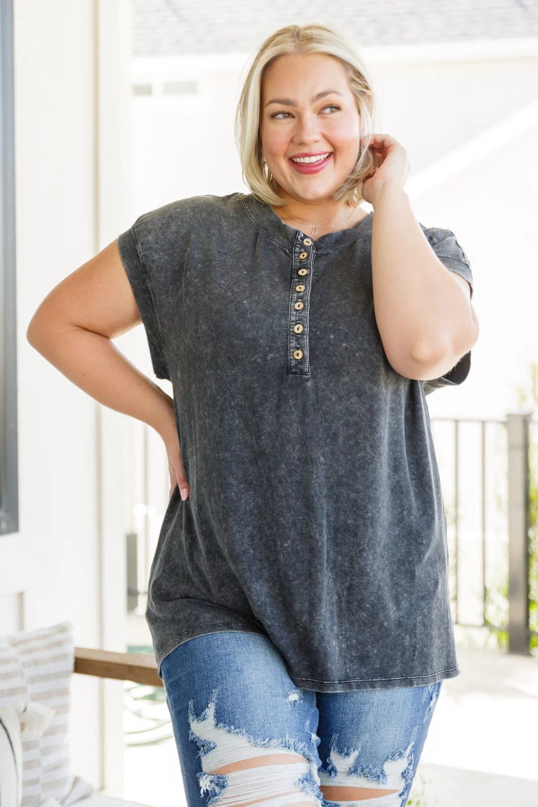 She's Alright Mineral Wash Sleeveless Henley - 10/3/2023 - Image 8