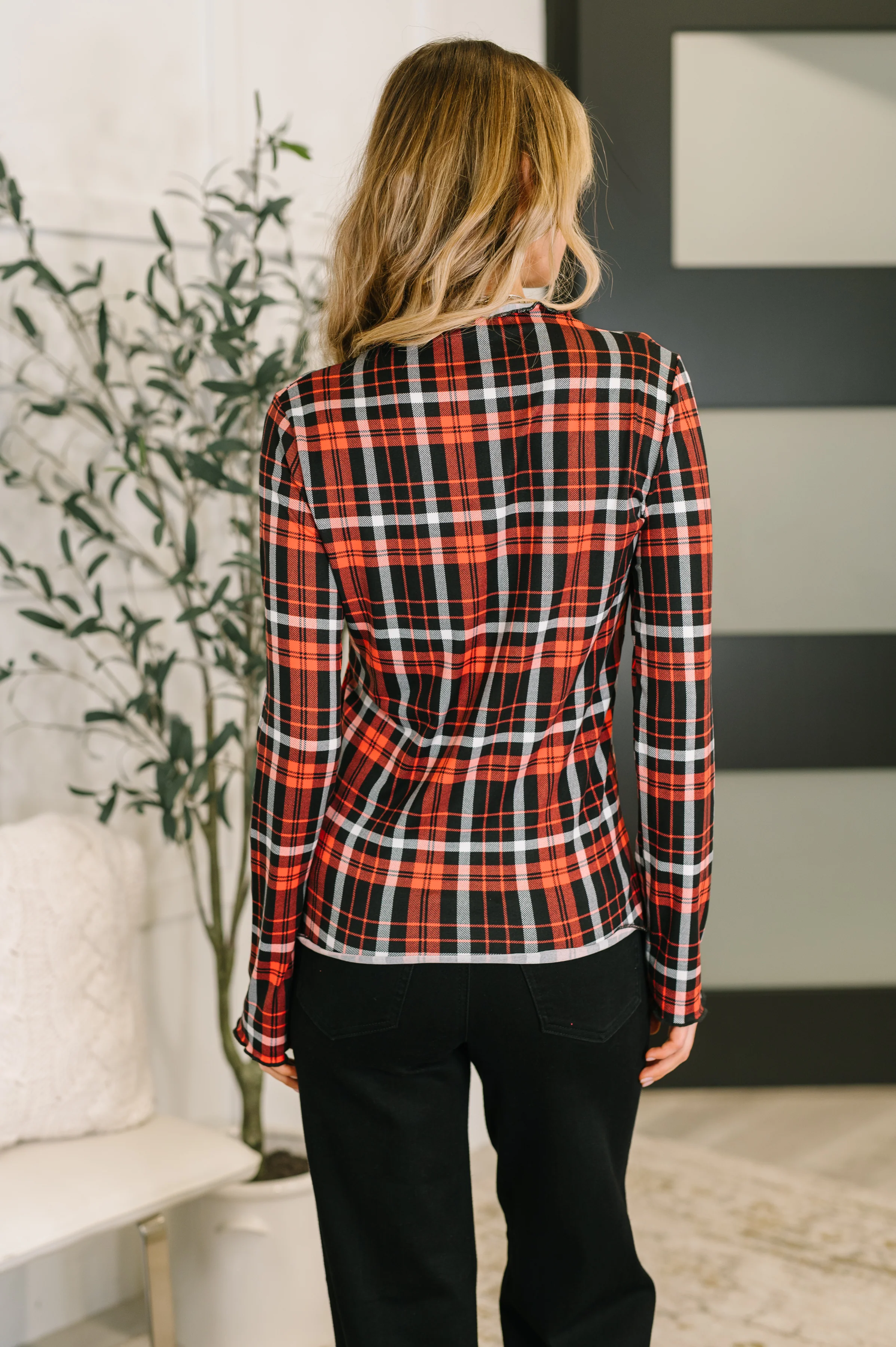 She's Always Changing Plaid Lettuce Hem Top - 12/5/2025 - Image 6
