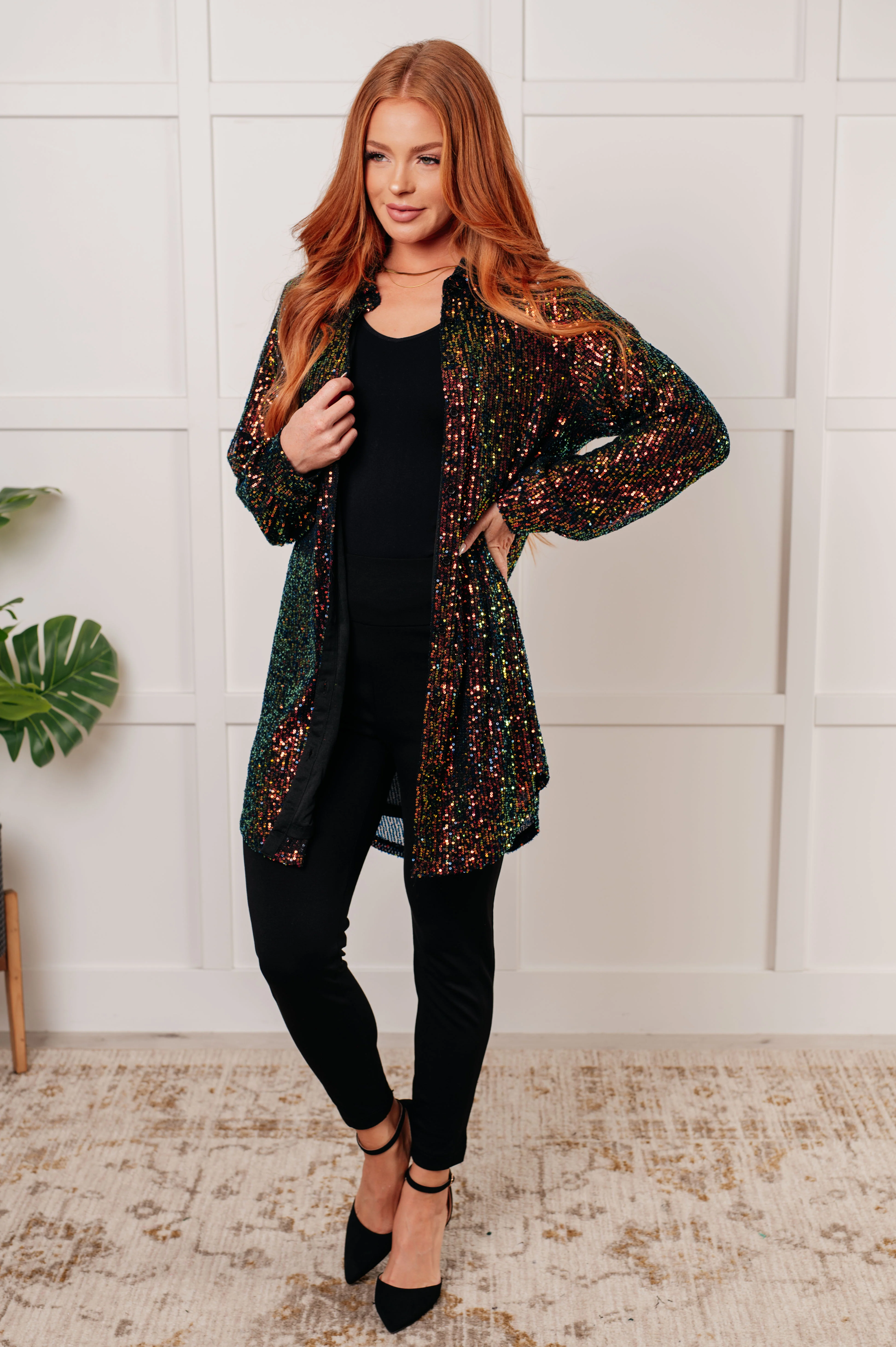 Shimmering Splendor Sequin Shirt Dress - 11/7/2024 - Image 2