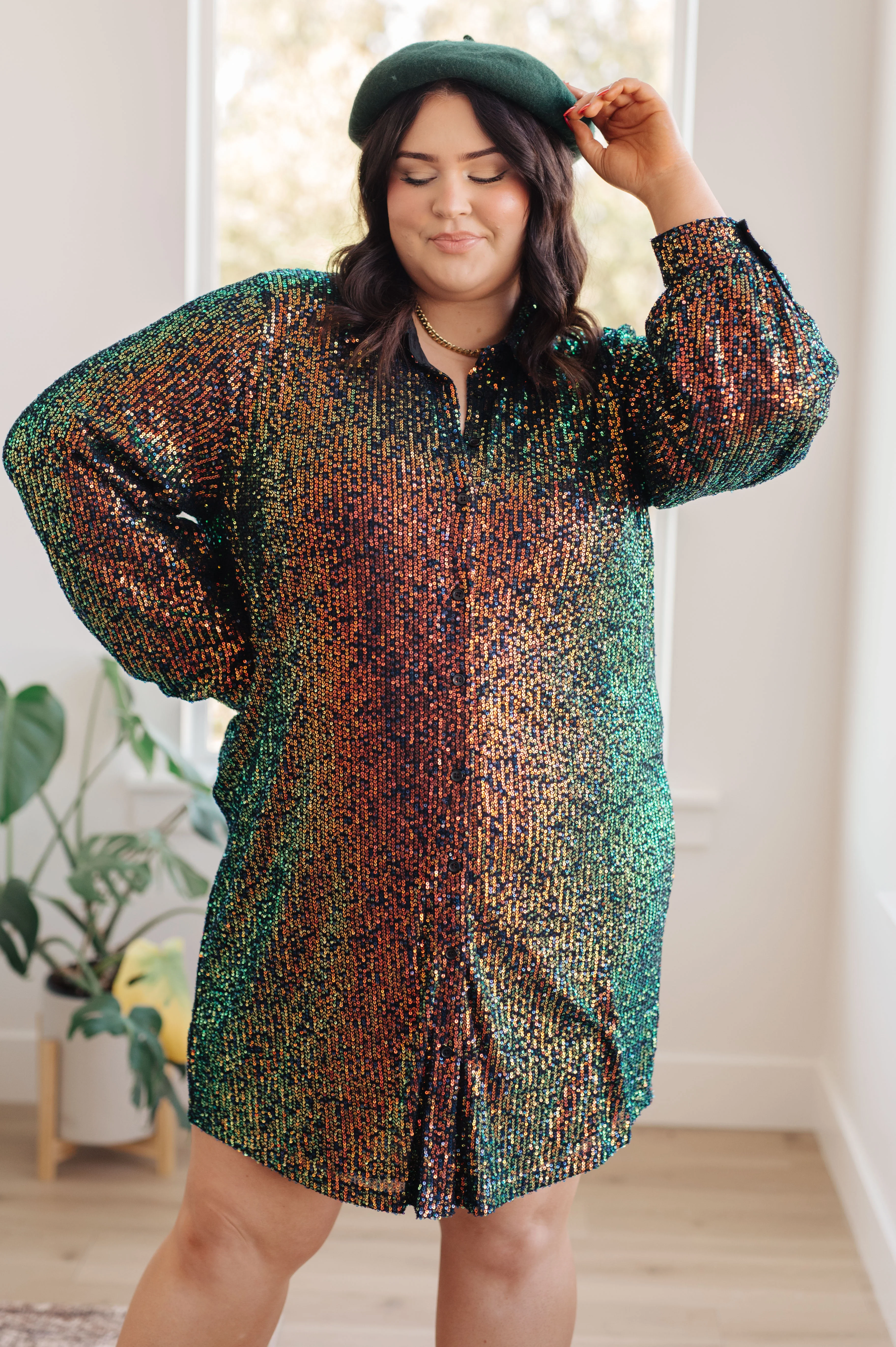 Shimmering Splendor Sequin Shirt Dress - 11/7/2024 - Image 4