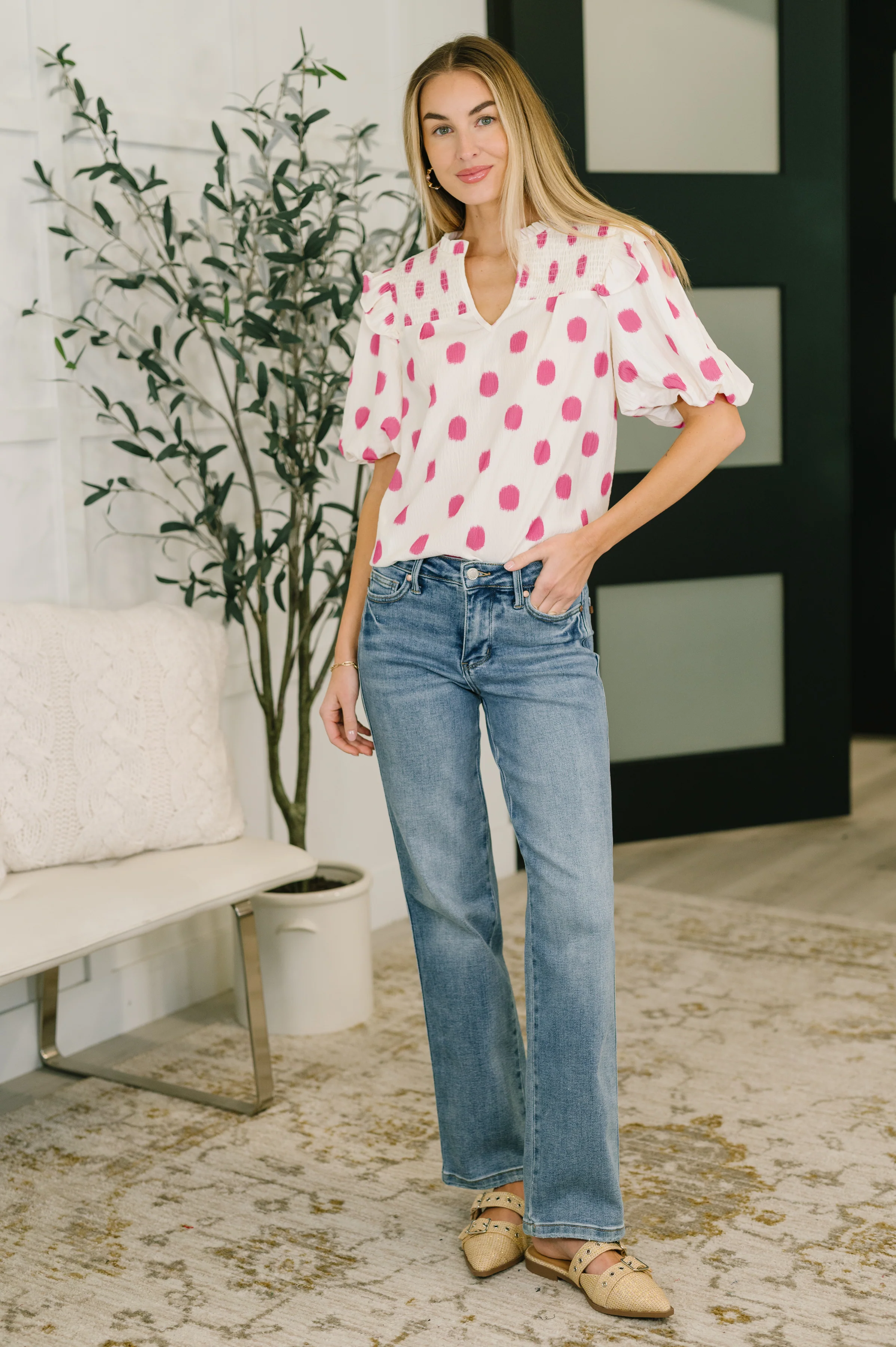 Shopping Spree Notched Neck Puff Sleeve Blouse - 7/16/2026 - Image 3