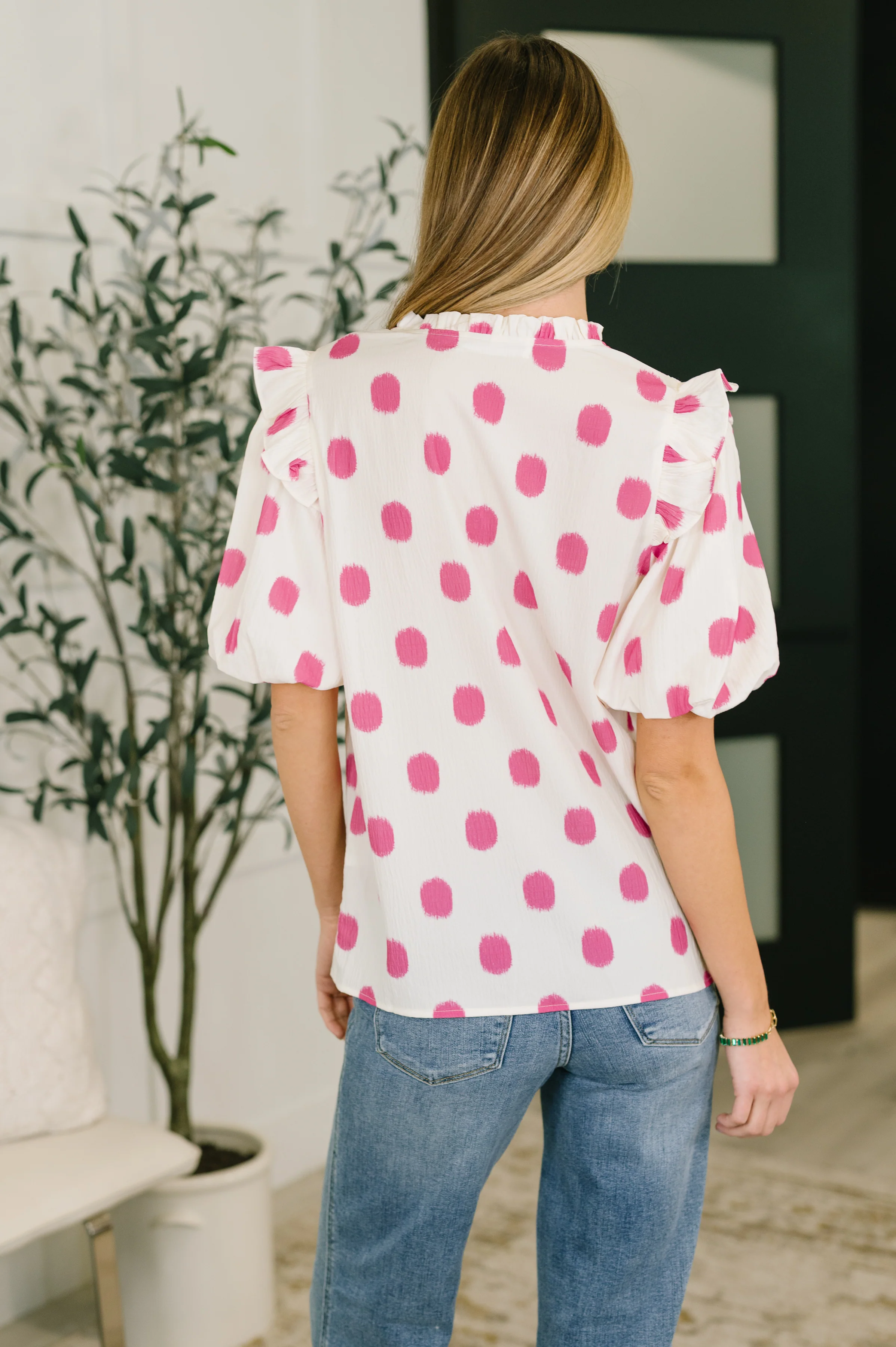 Shopping Spree Notched Neck Puff Sleeve Blouse - 7/16/2026 - Image 5