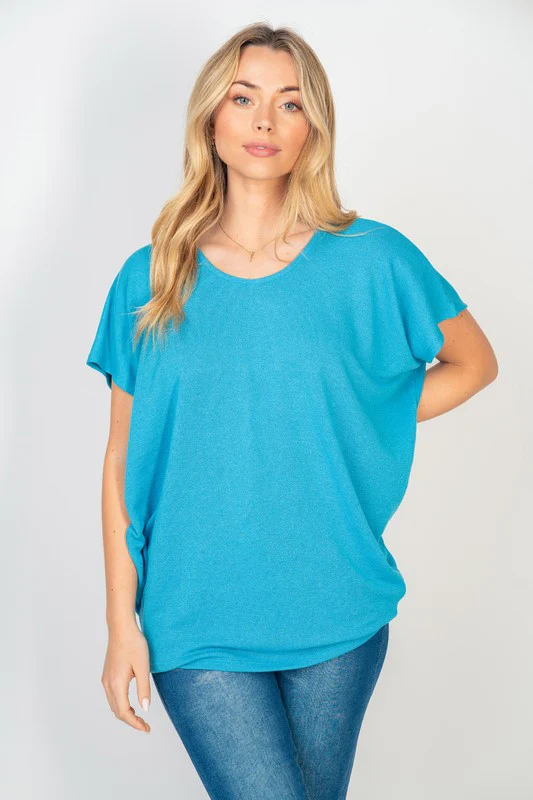 Short Sleeve Dolman Top in Turquoise - 2/12/2026 - Image 3