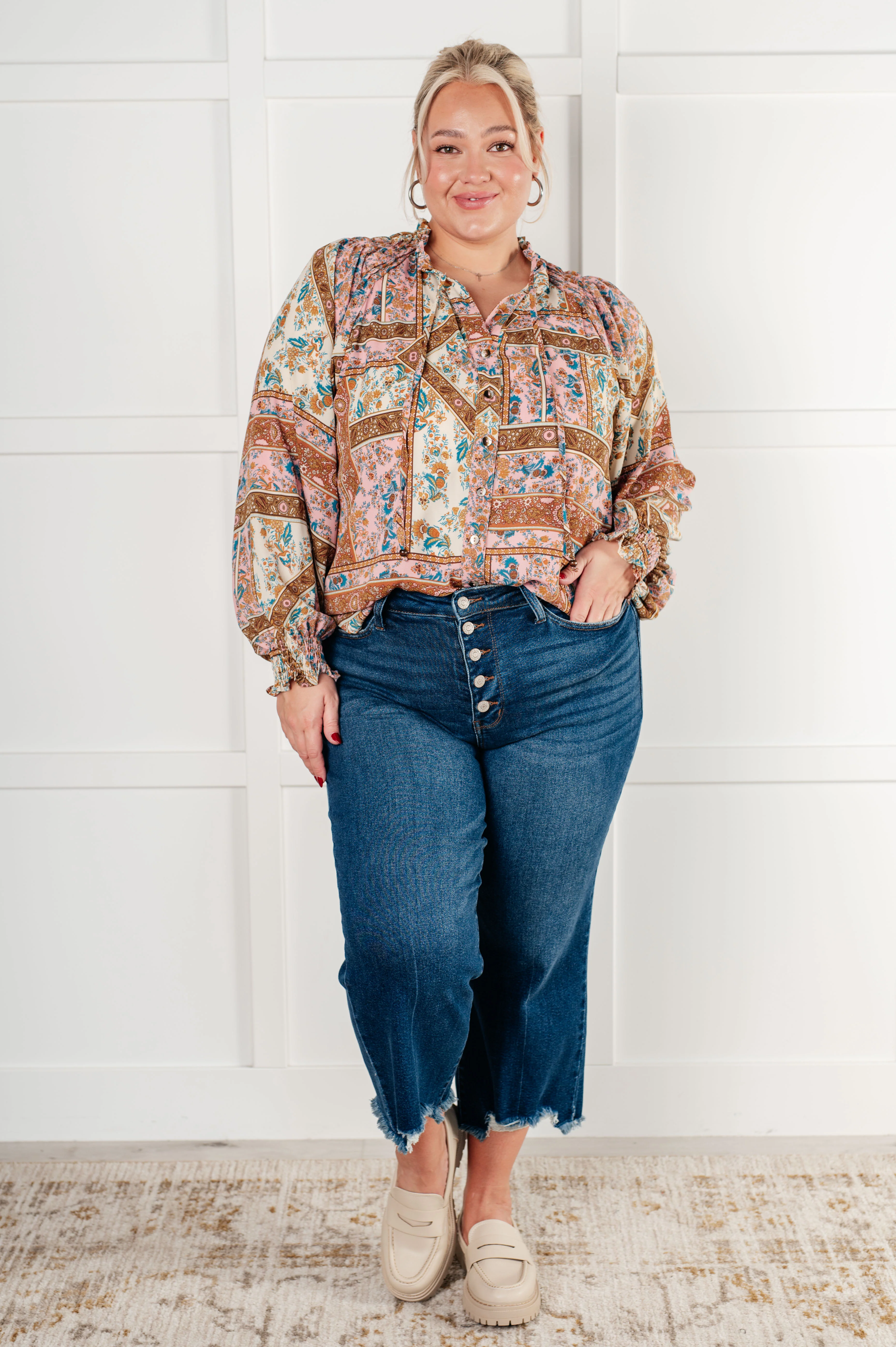 Show and Tell Mixed Print Peasant Blouse - 9/29/2025 - Image 4