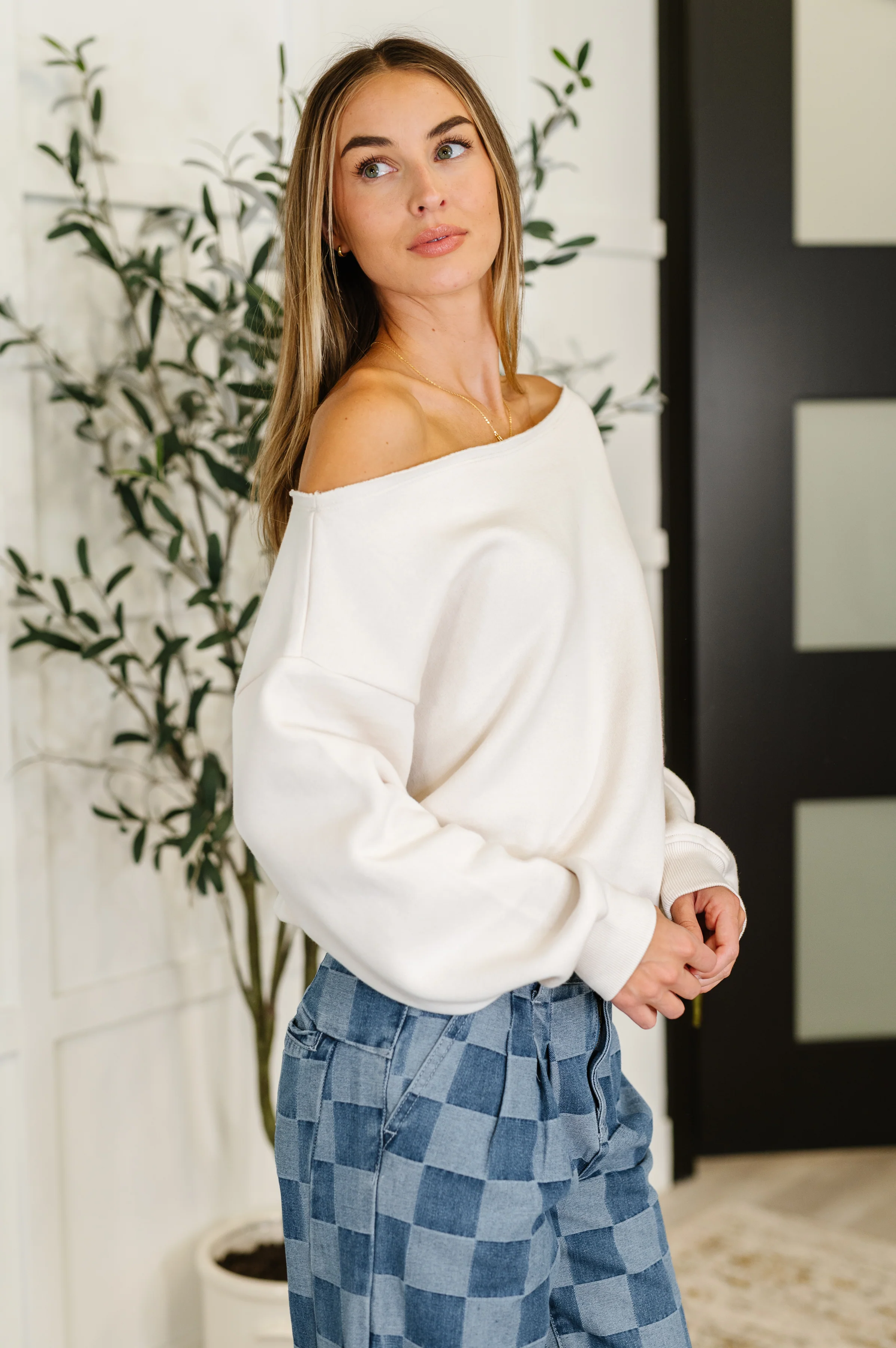 Side Hustle Off Shoulder Long Sleeve Top in Bone - 8/1/2025 - Image 5