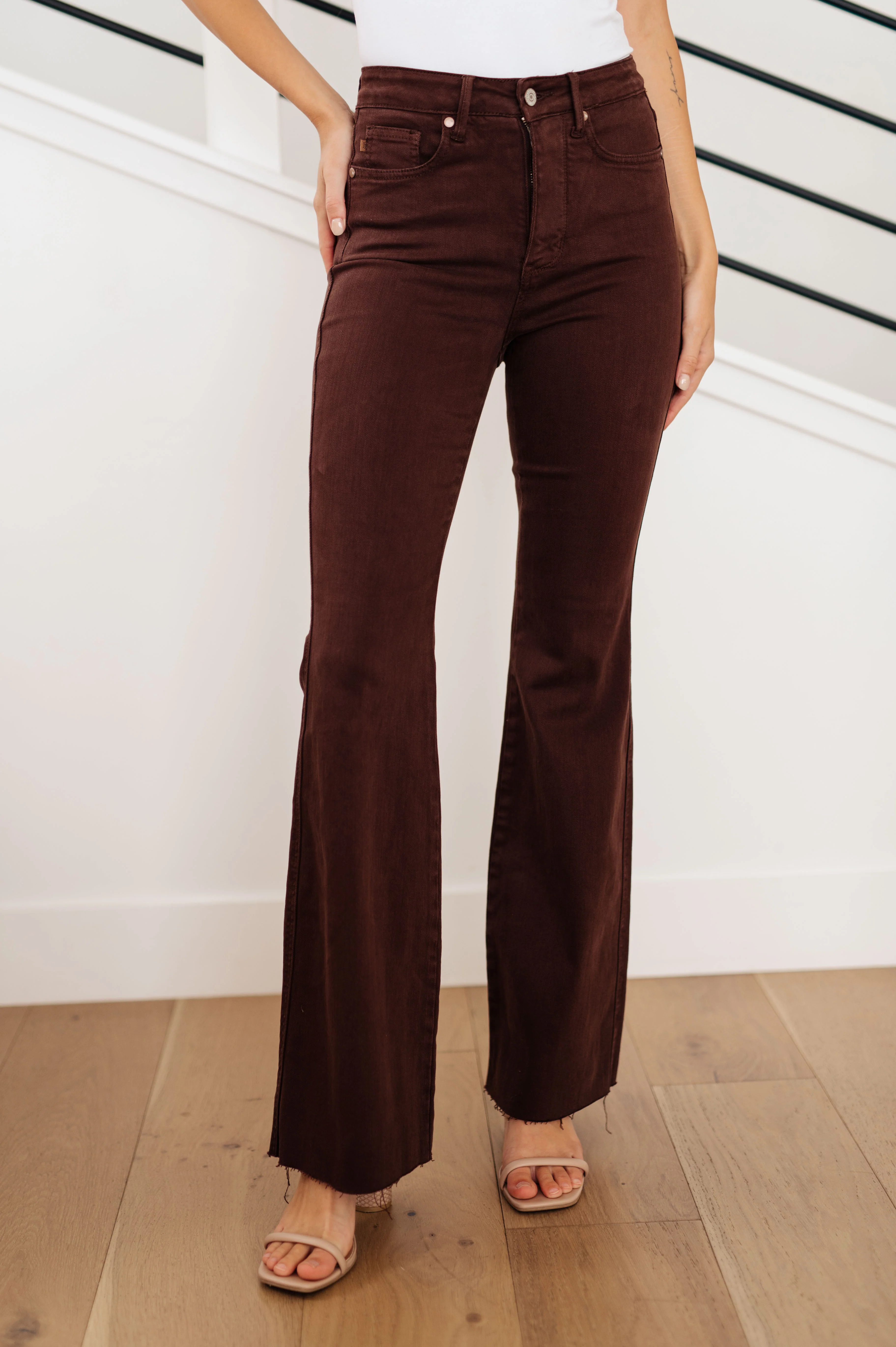 Sienna High Rise Control Top Flare Jeans in Espresso - 9/27/2023 - Image 4