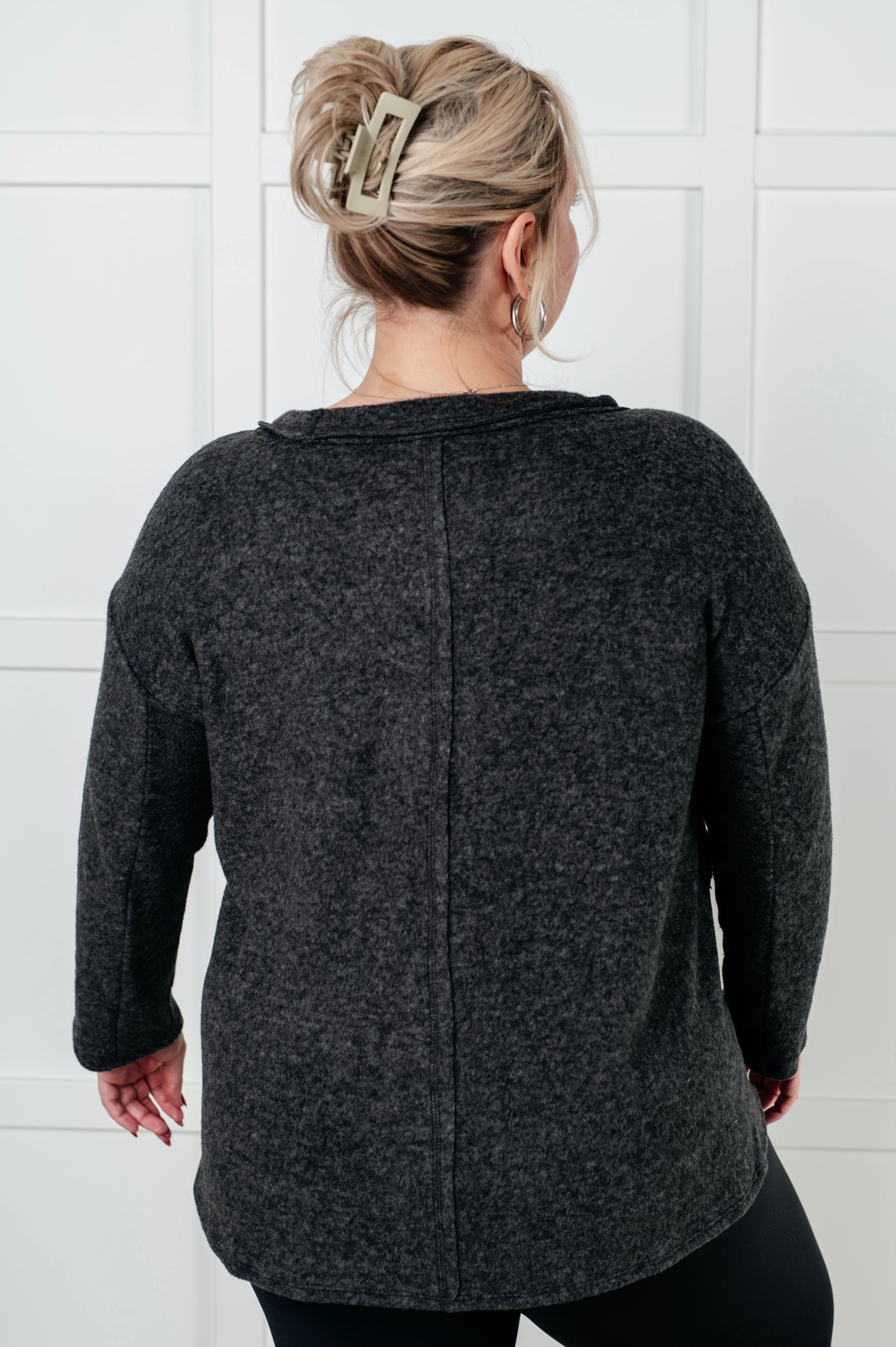 Simple Silhouette Brushed Hacci Sweater in Black - 12/11/2024 - Image 7