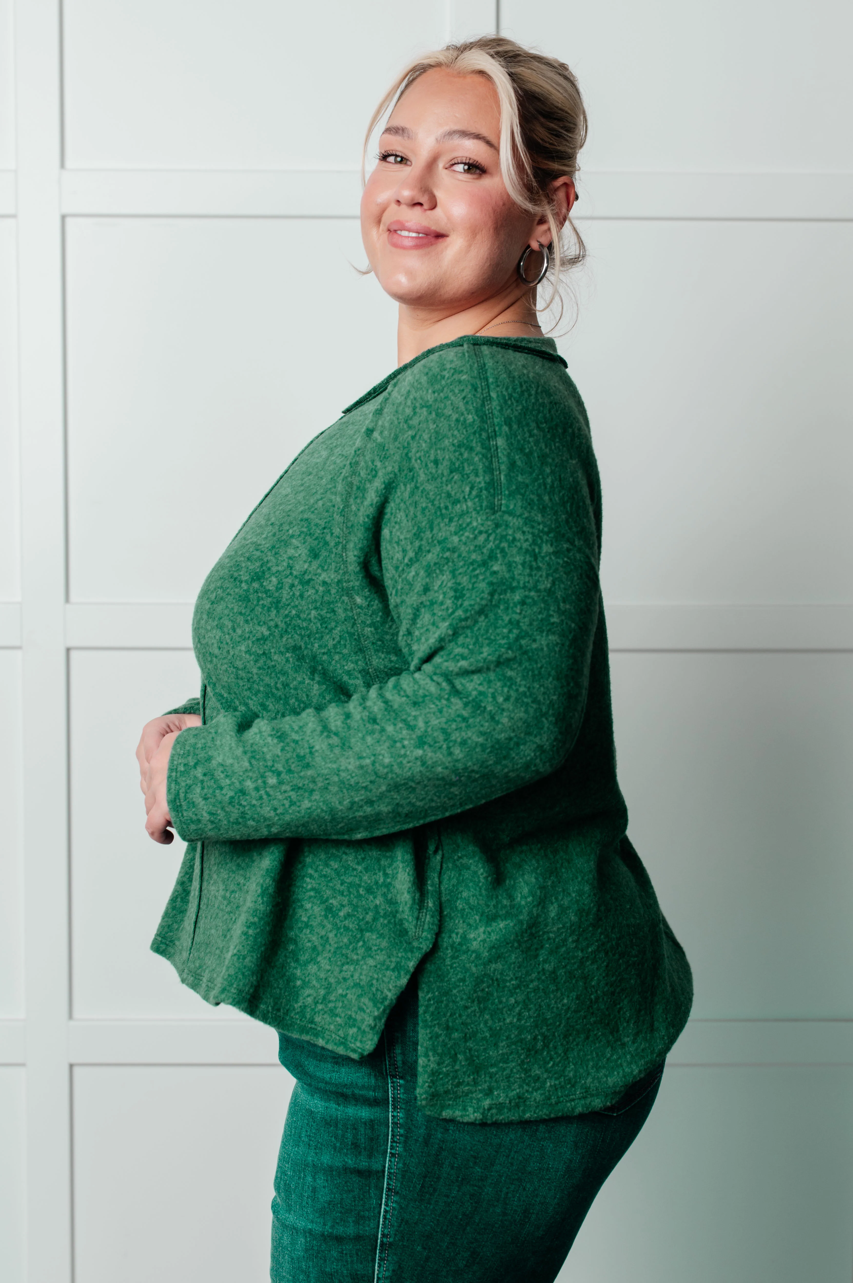 Simple Silhouette Brushed Hacci Sweater in Dark Green - 12/11/2024 - Image 4