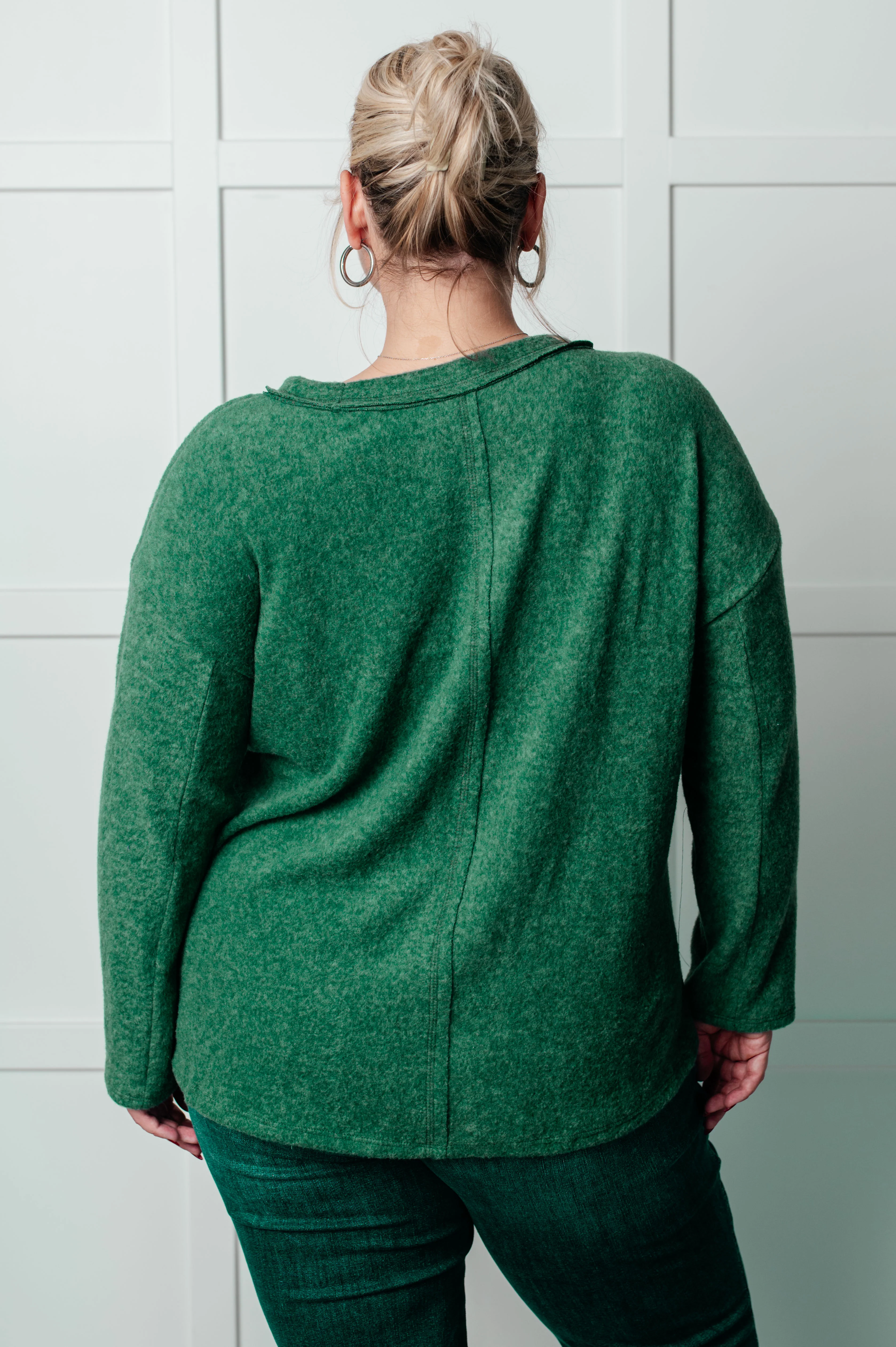 Simple Silhouette Brushed Hacci Sweater in Dark Green - 12/11/2024 - Image 6