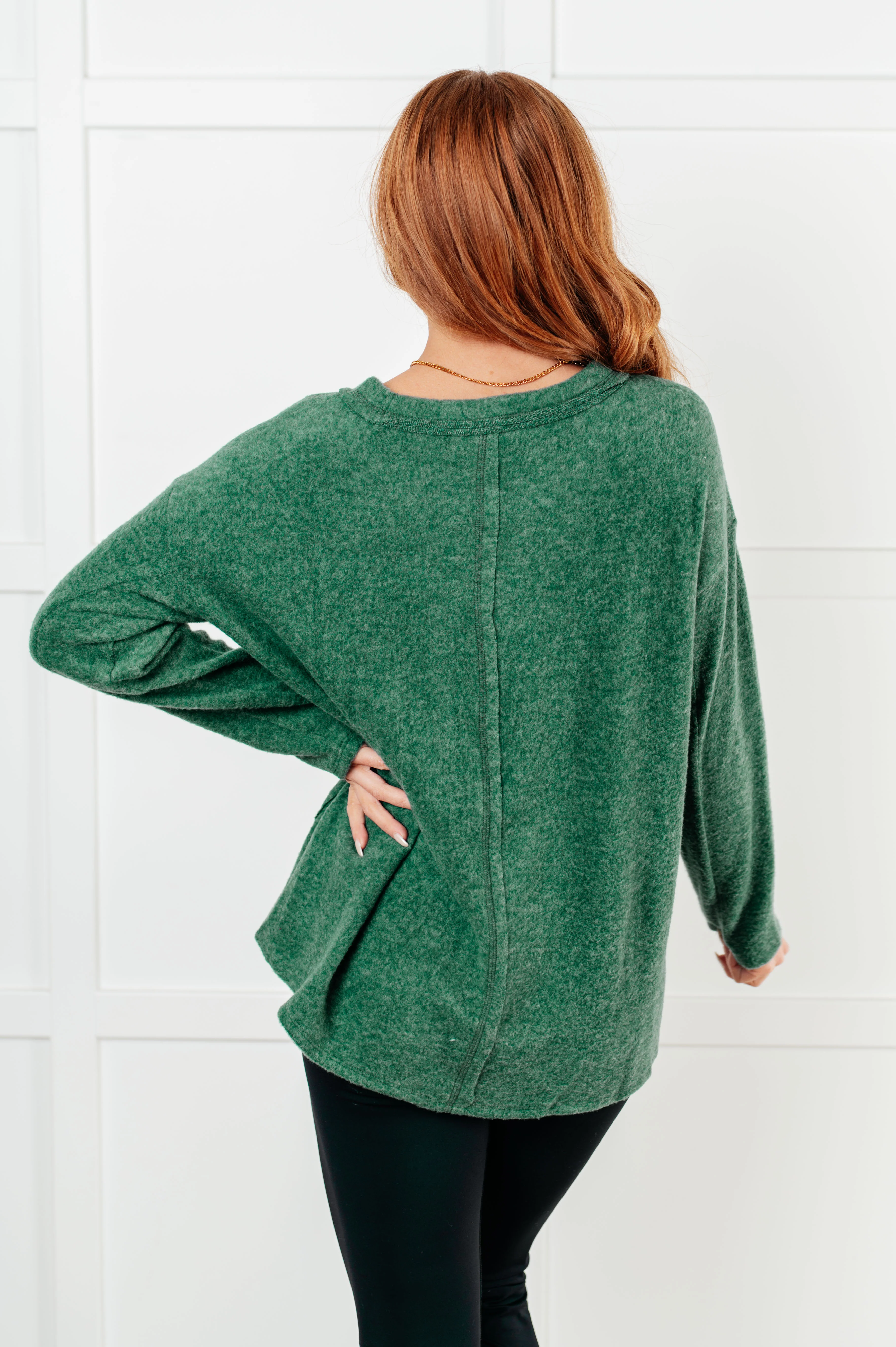 Simple Silhouette Brushed Hacci Sweater in Dark Green - 12/11/2024 - Image 7