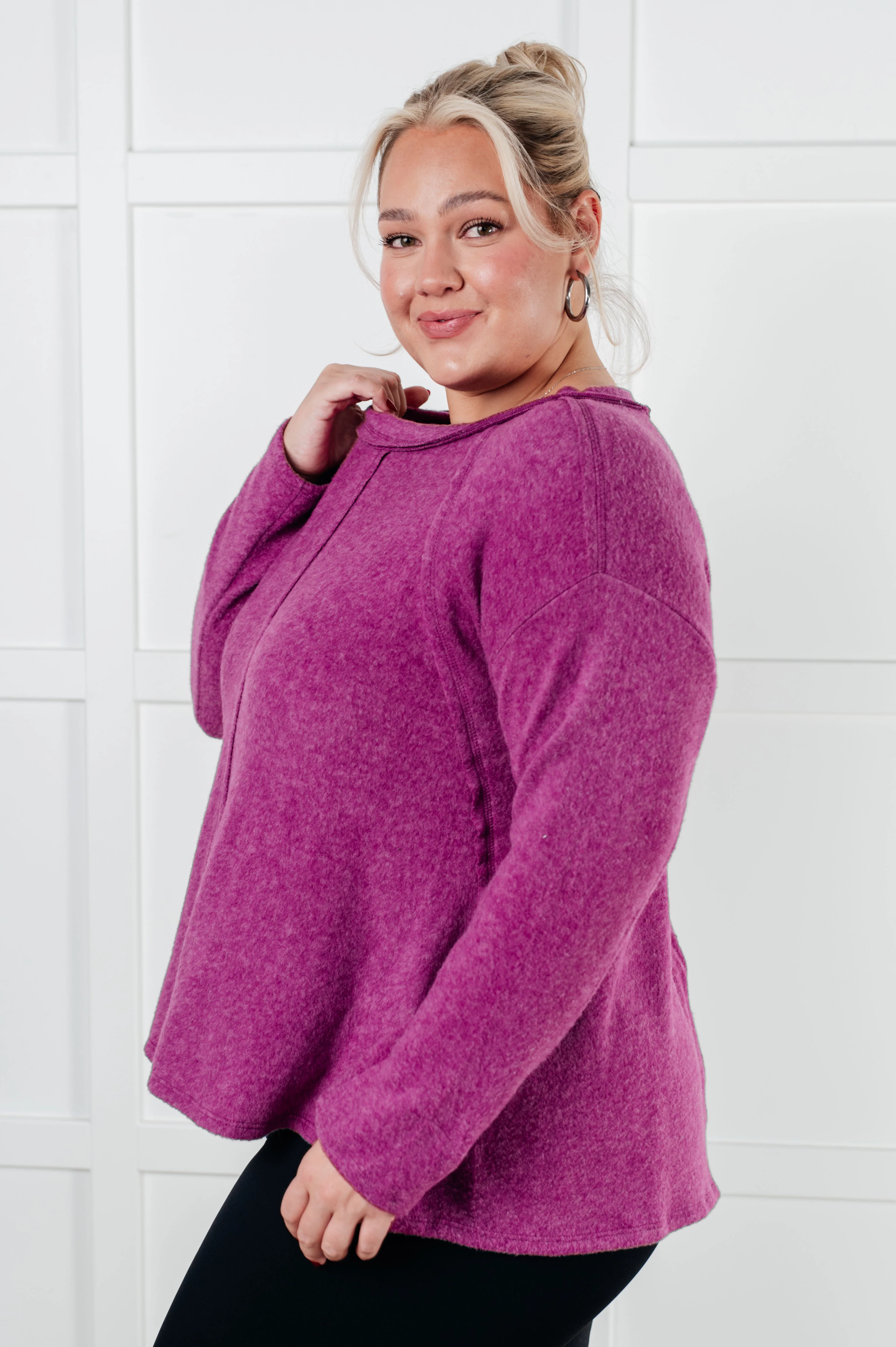 Simple Silhouette Brushed Hacci Sweater in Light Plum - 12/11/2024 - Image 5