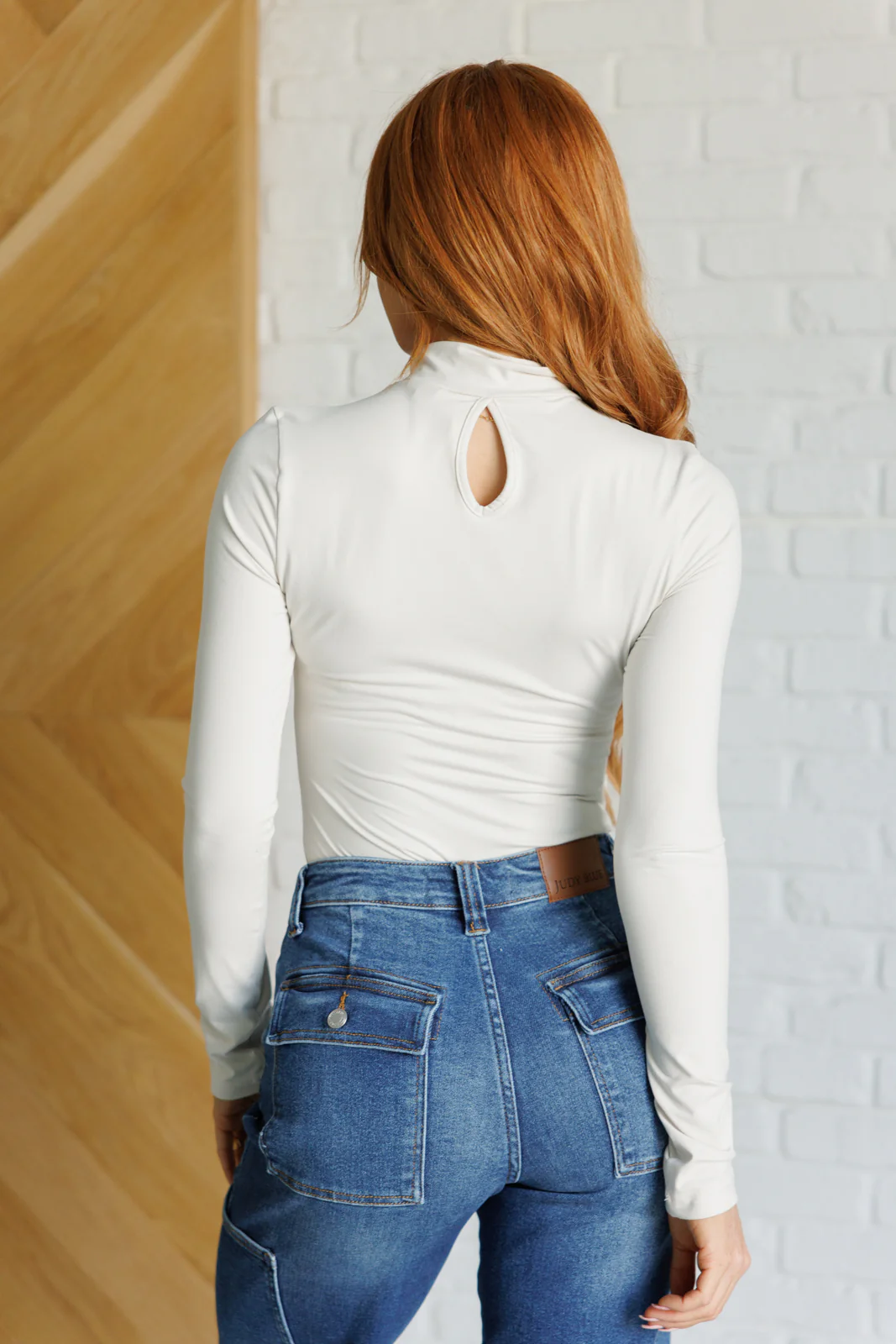 Simple Situation Mock Neck Bodysuit in White Pearl - 9/27/2024 - Image 8