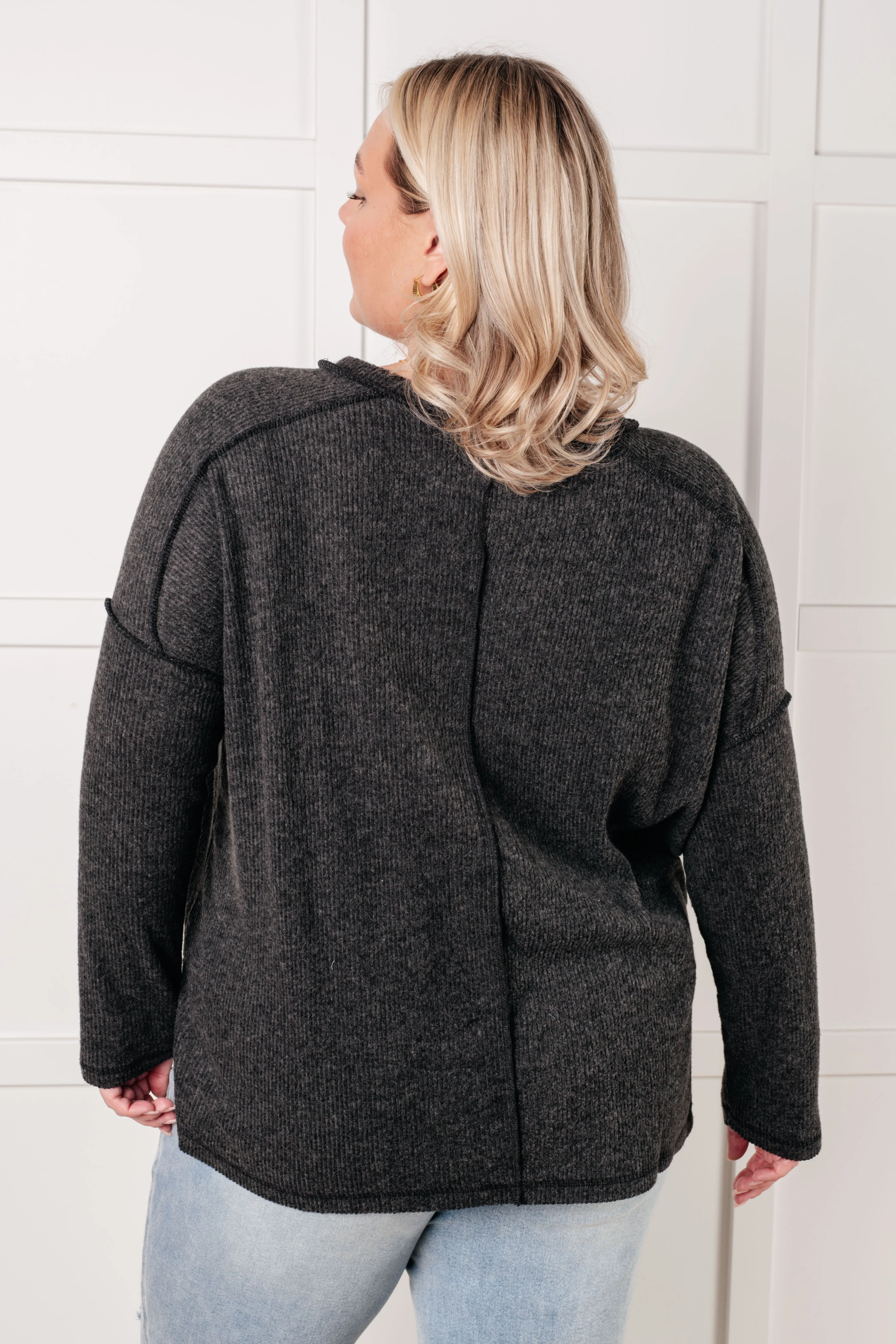 Simply Basic Ribbed Hacci Sweater in Black - 8/18/2025 - Image 5