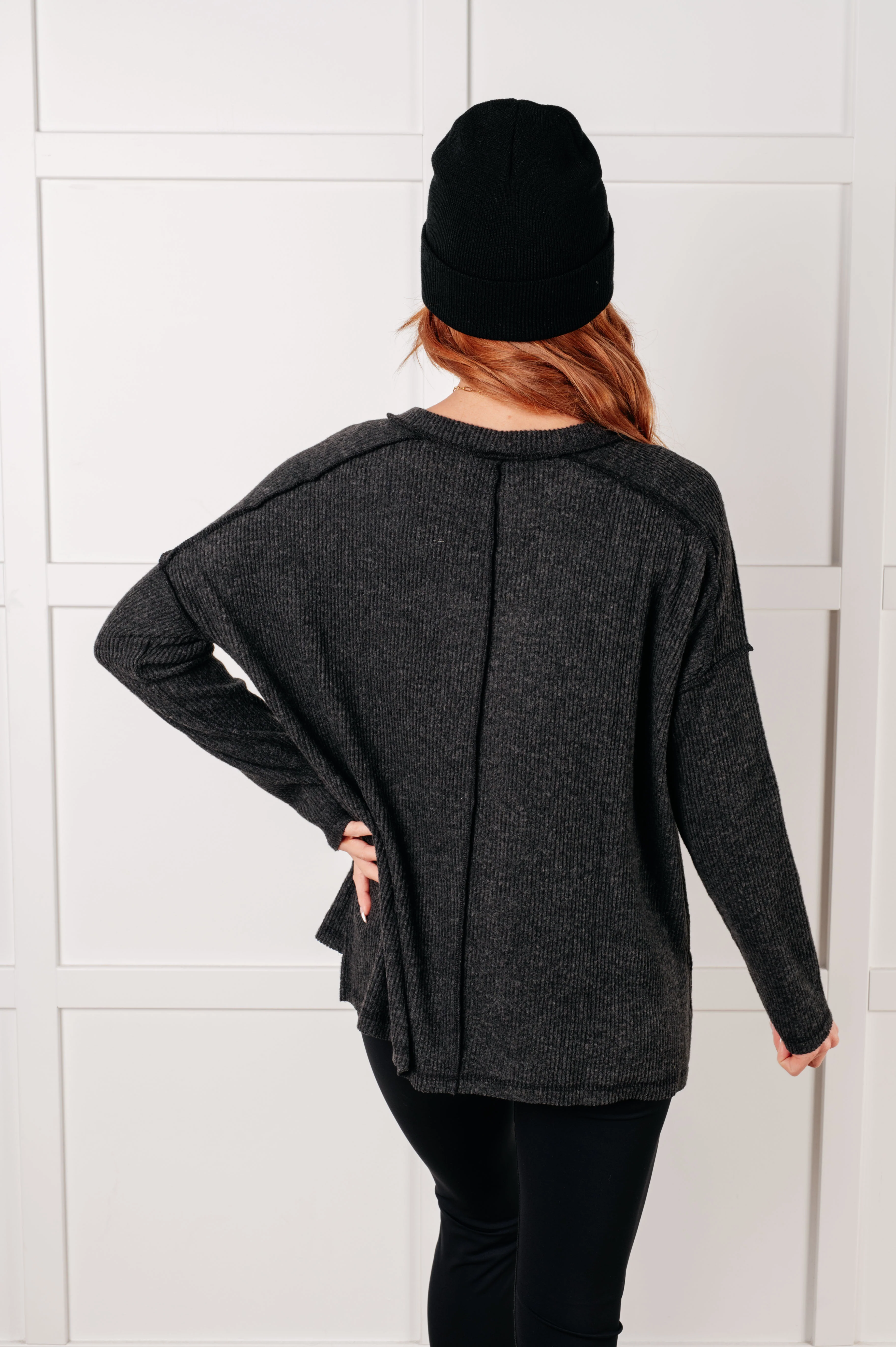 Simply Basic Ribbed Hacci Sweater in Black - 8/18/2025 - Image 9