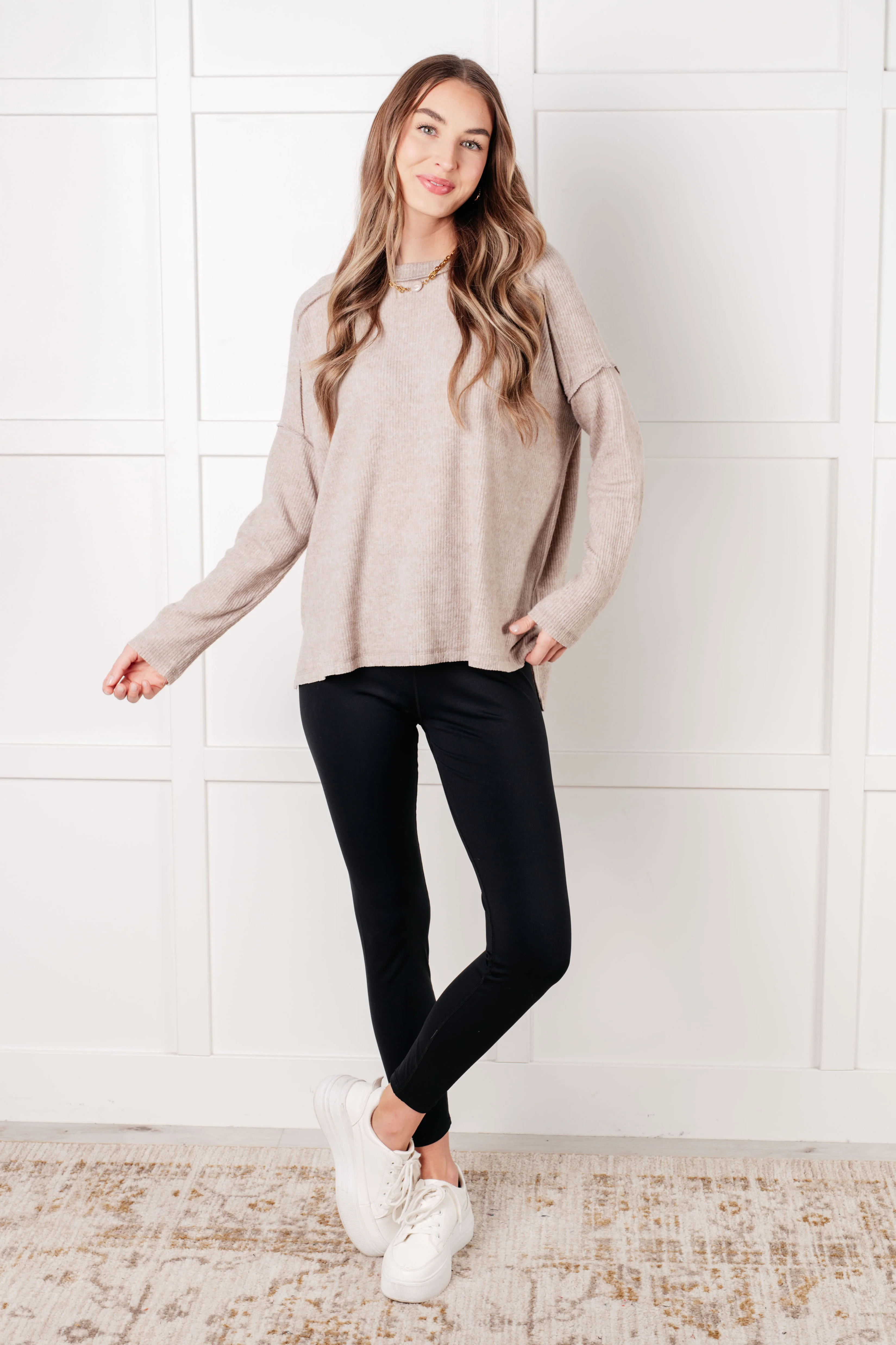 Simply Basic Ribbed Hacci Sweater in H Mocha - 8/18/2025 - Image 3