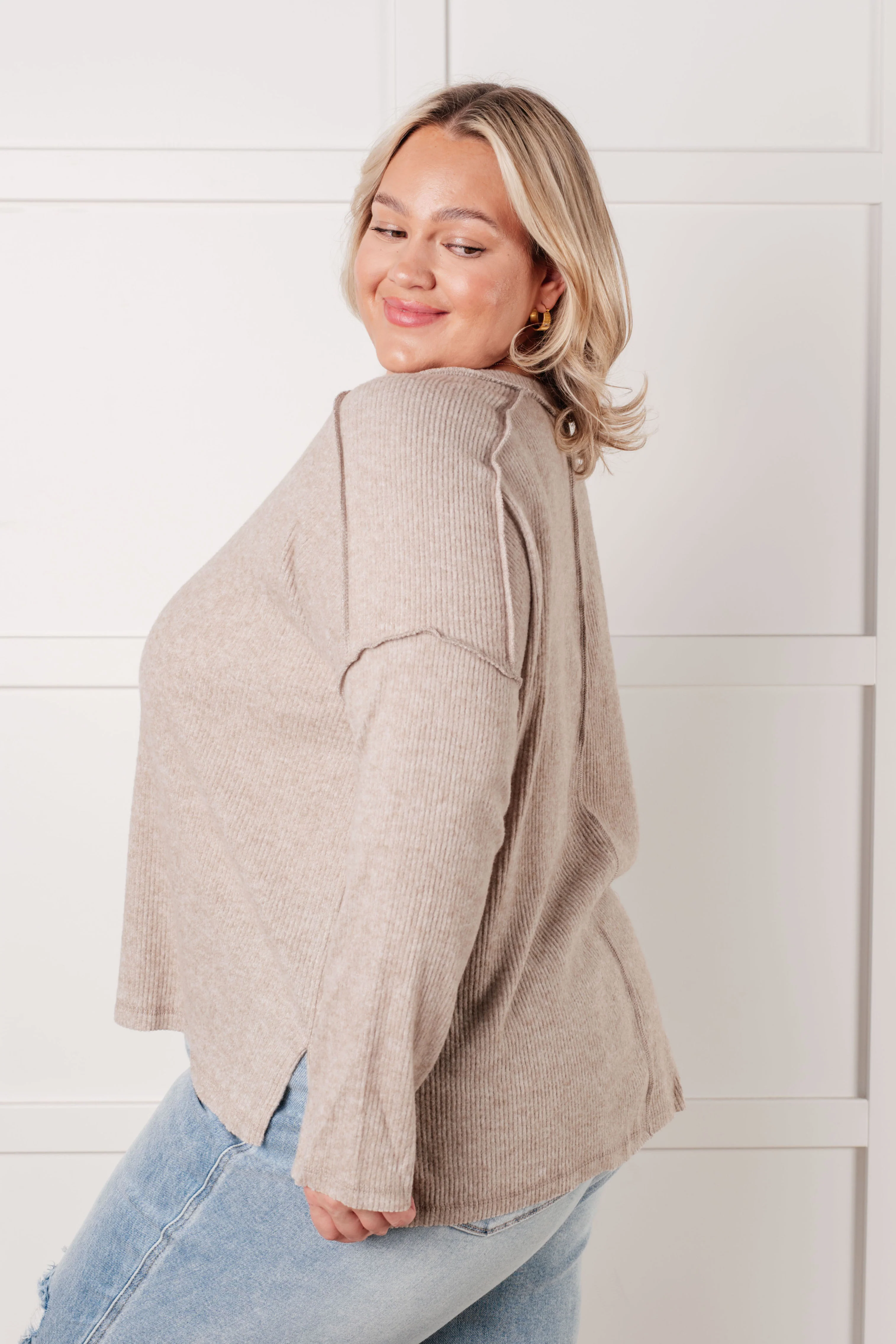 Simply Basic Ribbed Hacci Sweater in H Mocha - 8/18/2025 - Image 6