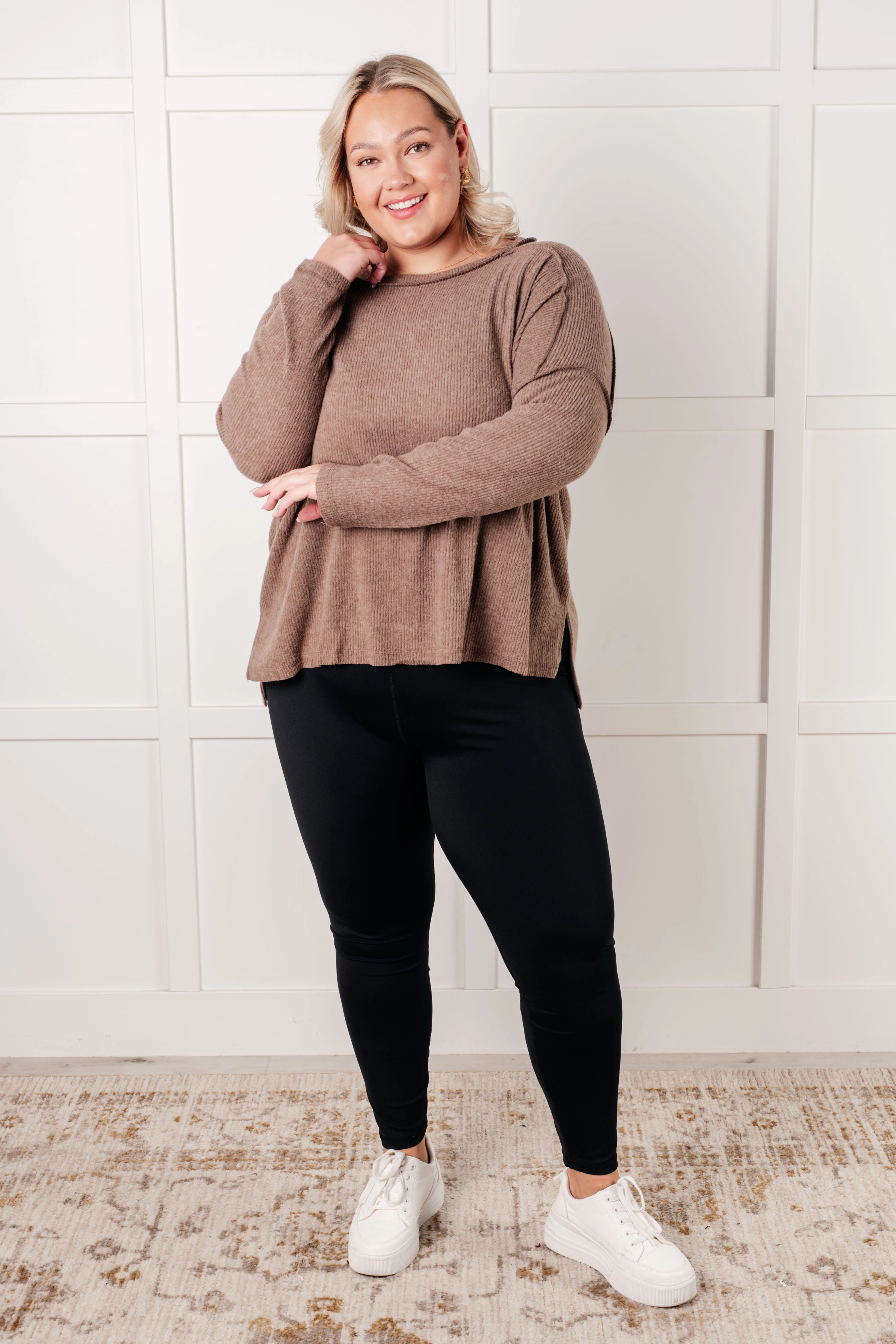 Simply Basic Ribbed Hacci Sweater in Mocha - 8/18/2025 - Image 4