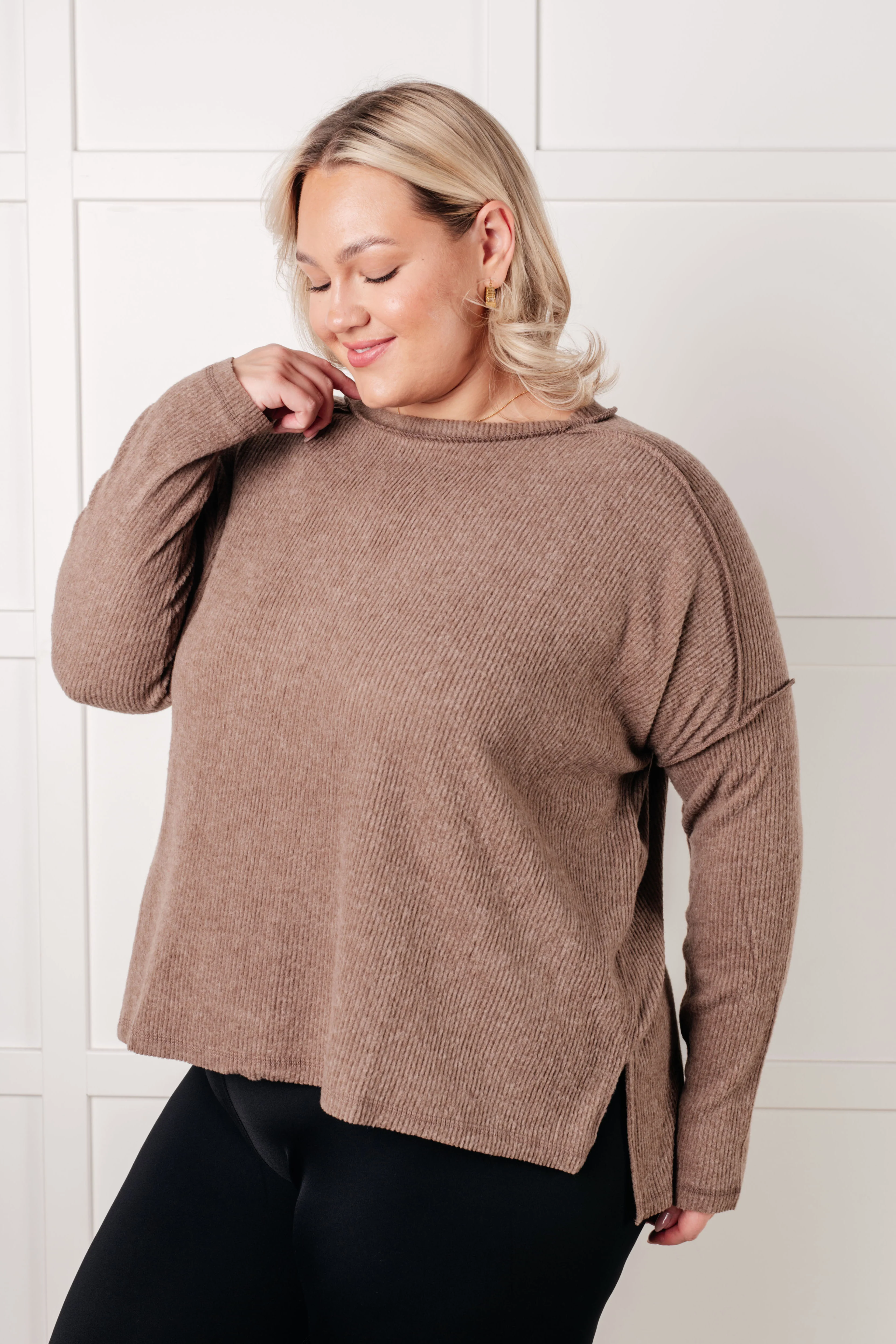 Simply Basic Ribbed Hacci Sweater in Mocha - 8/18/2025 - Image 6
