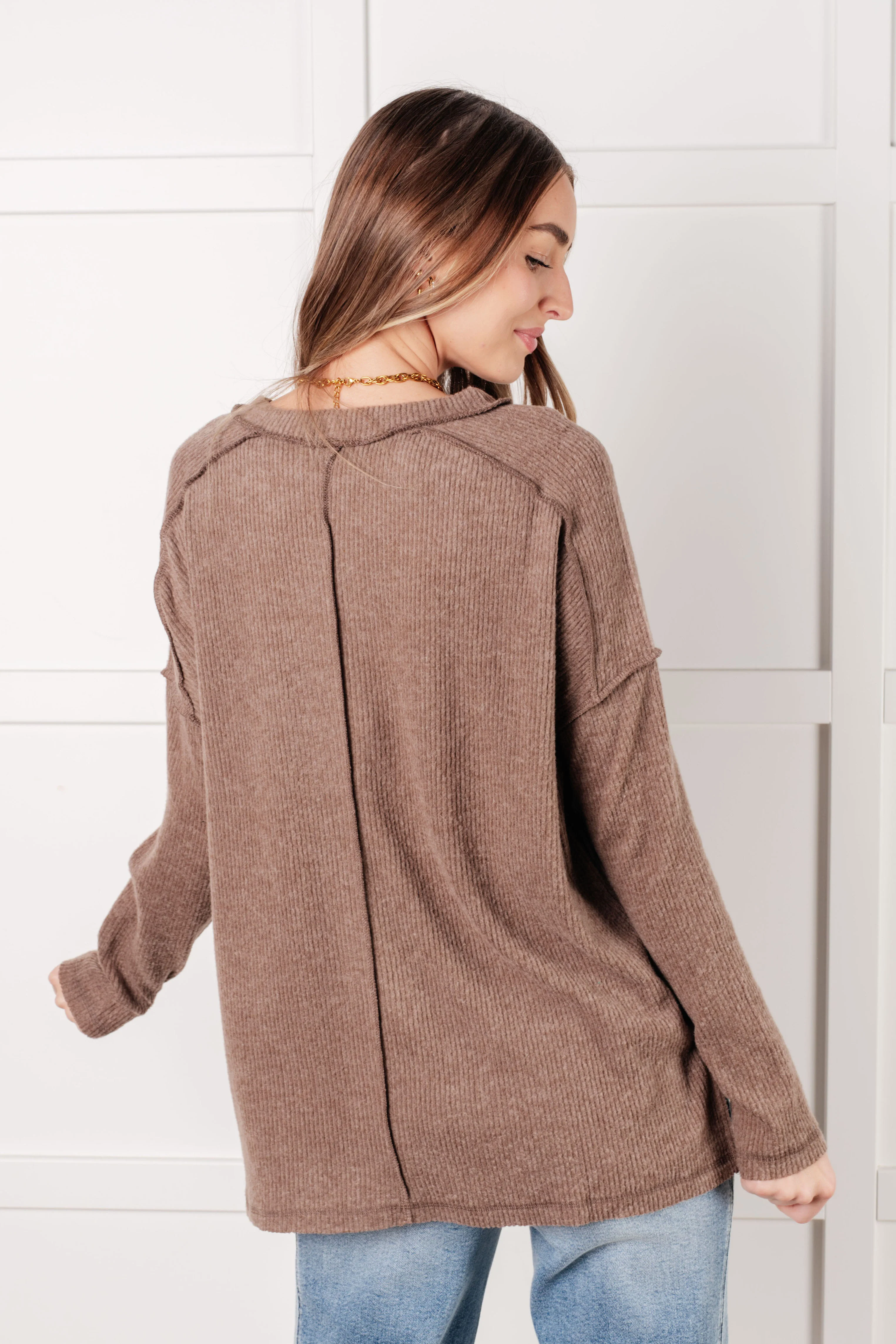Simply Basic Ribbed Hacci Sweater in Mocha - 8/18/2025 - Image 9