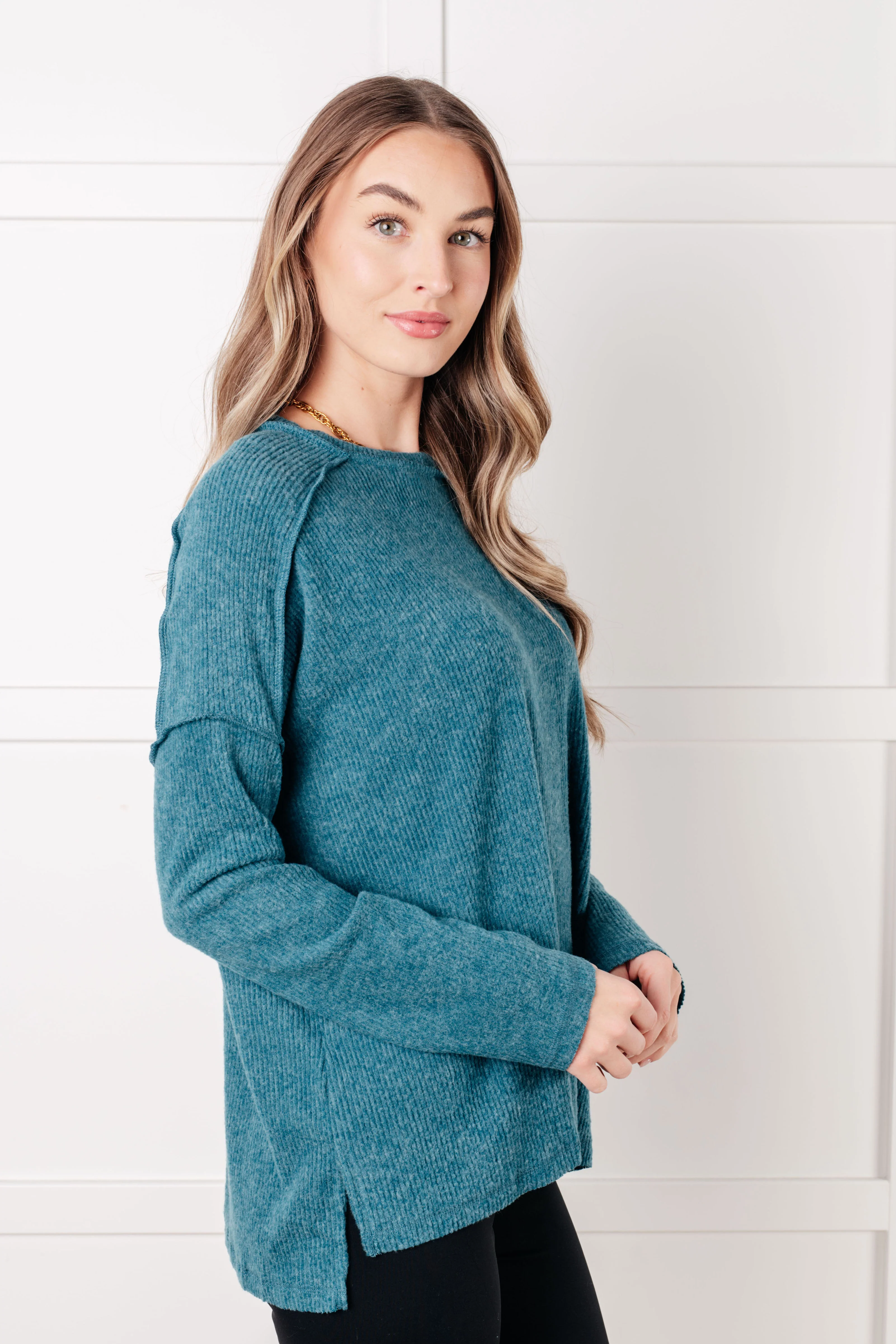 Simply Basic Ribbed Hacci Sweater in Teal - 8/18/2025 - Image 6