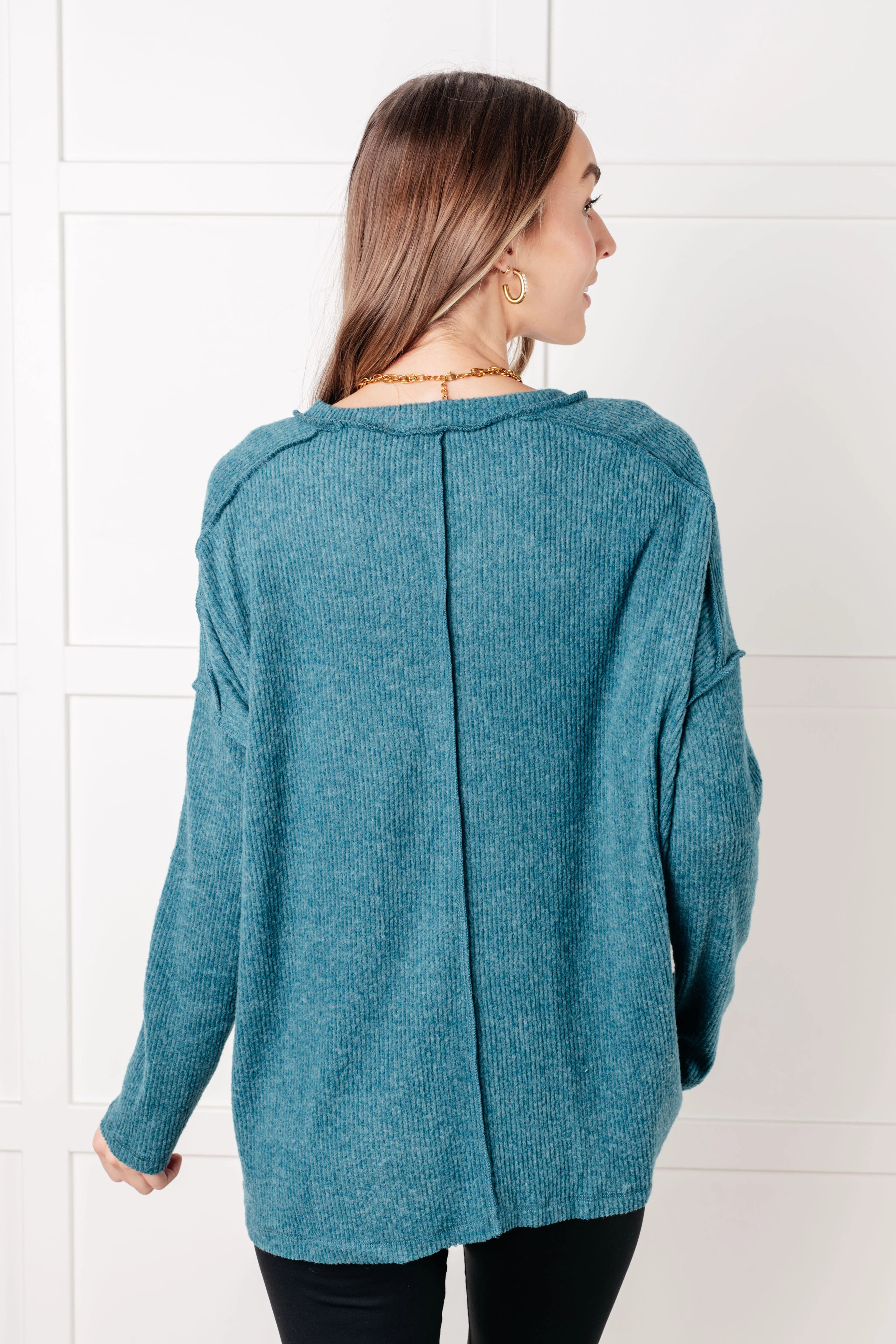 Simply Basic Ribbed Hacci Sweater in Teal - 8/18/2025 - Image 8