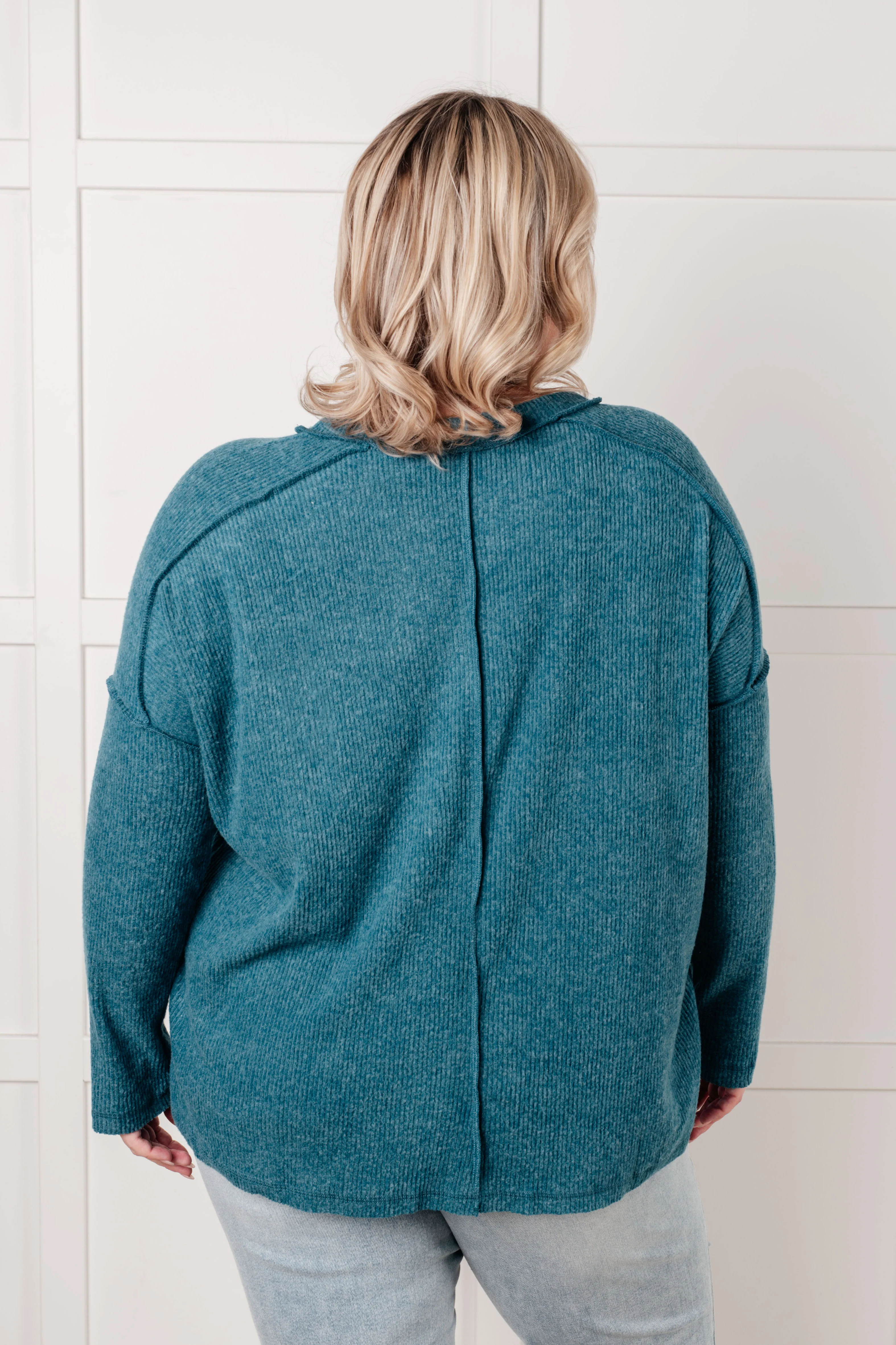 Simply Basic Ribbed Hacci Sweater in Teal - 8/18/2025 - Image 9