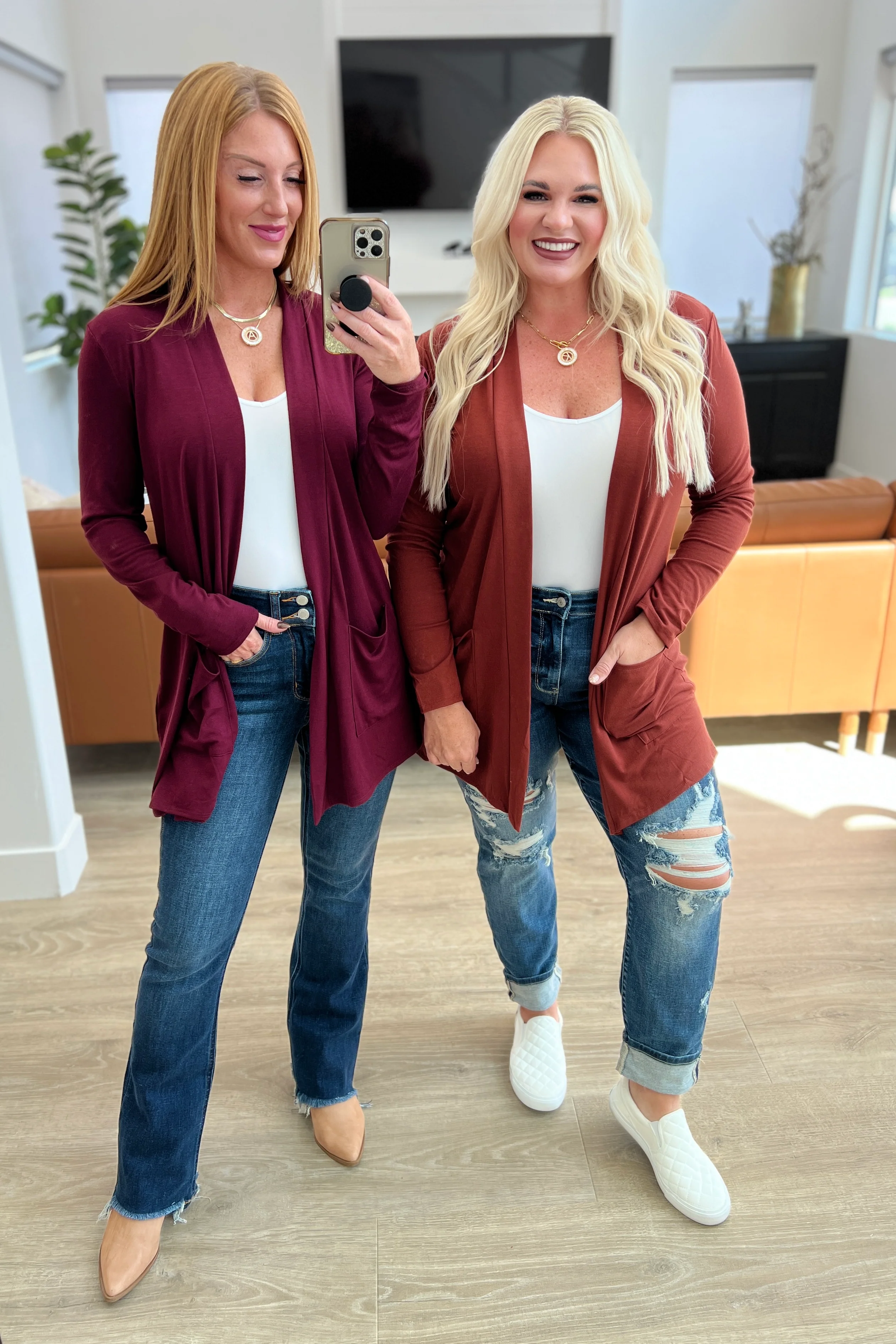 Slouchy Pocket Open Cardigan in Dark Burgundy - 9/27/2023 - Image 3