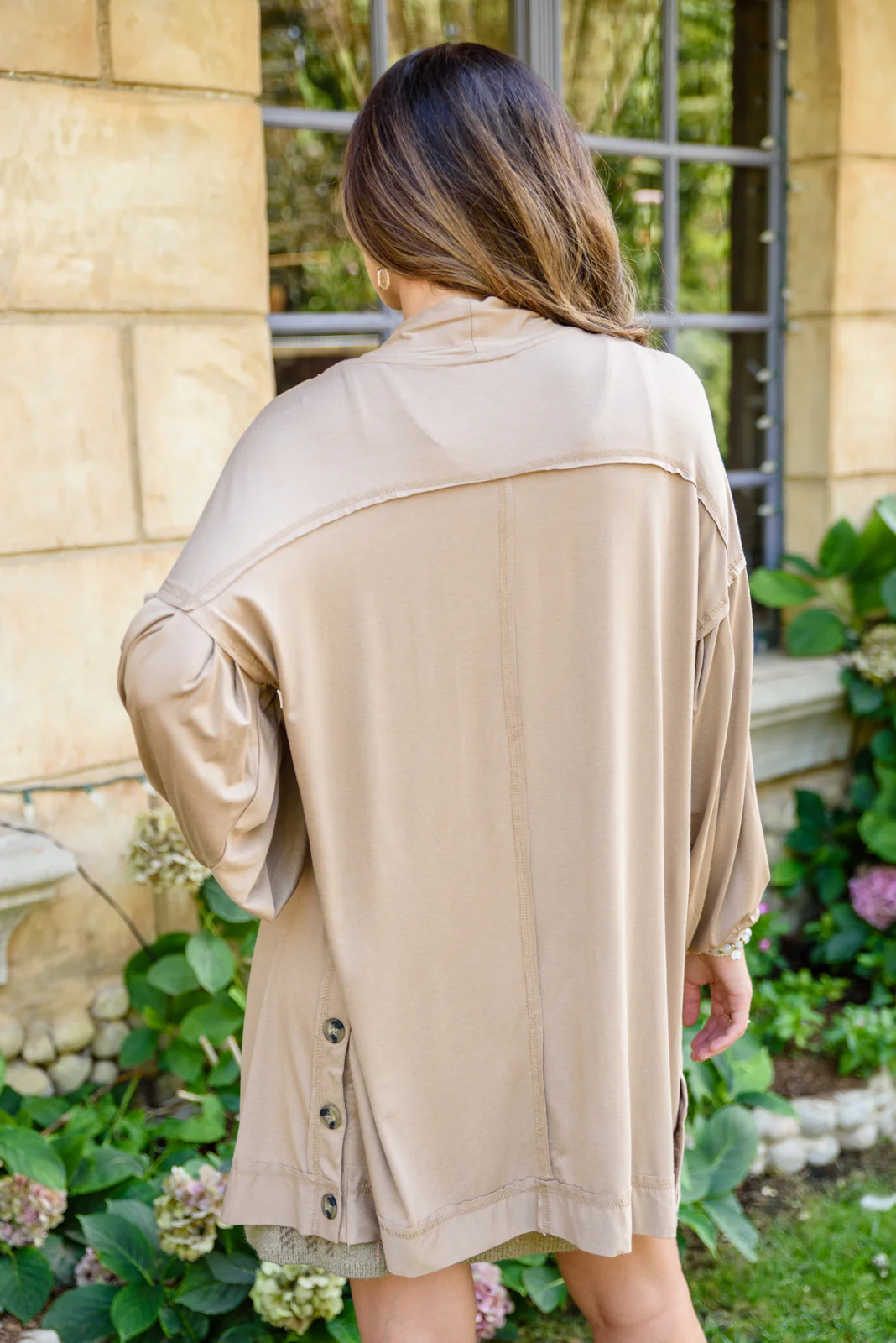 Stefanie Open Front Balloon Sleeve Cardigan In Taupe - 9/29/2022 - Image 13